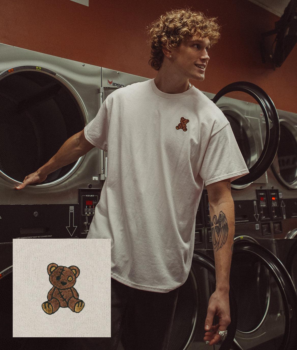 Teddy Bear Embroidered Mens T-Shirt