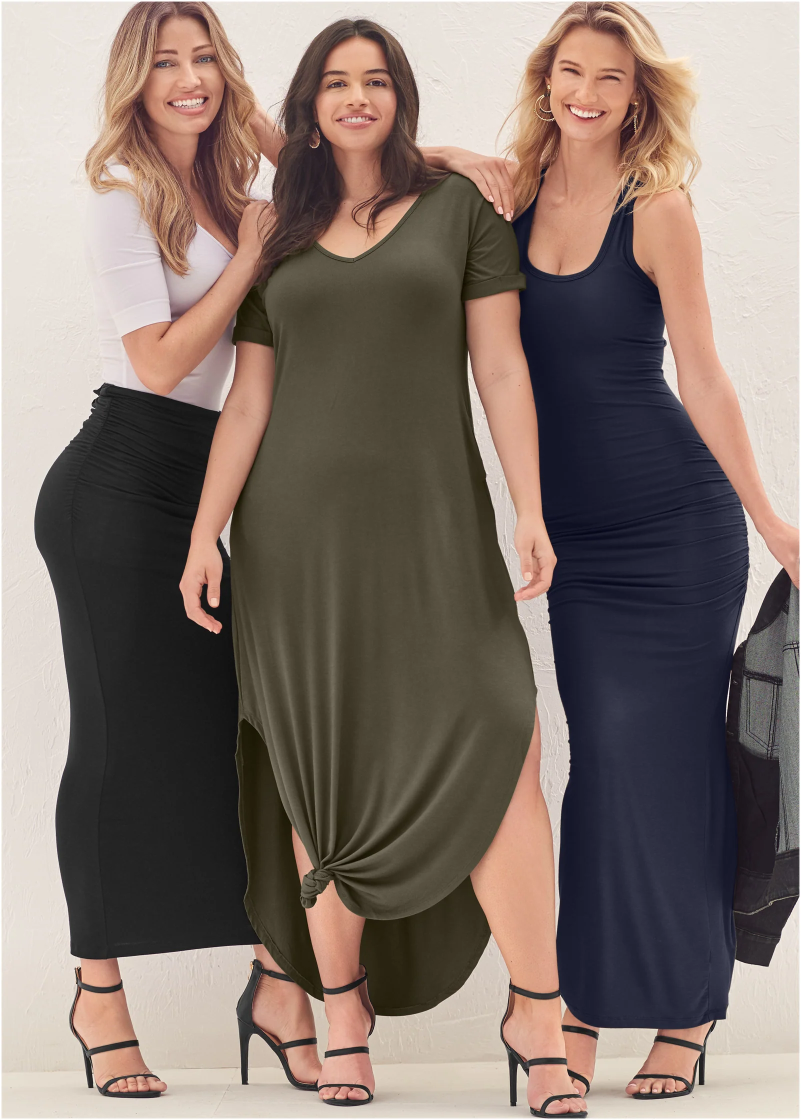 Casual T-shirt maxi dress - Olive