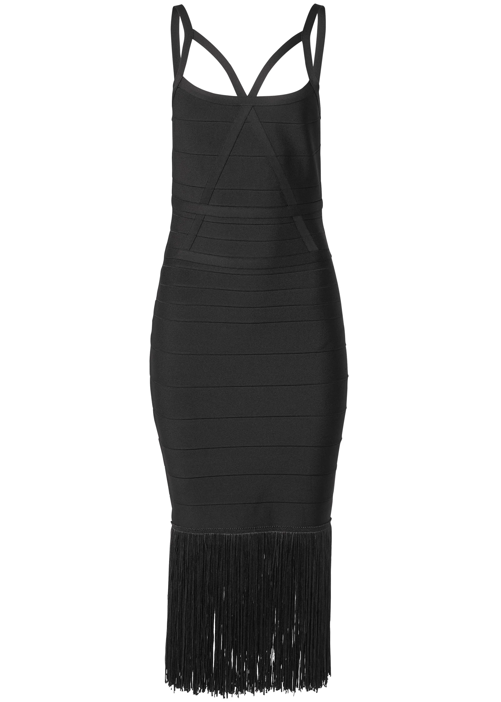 Fringe bandage dress  - Black