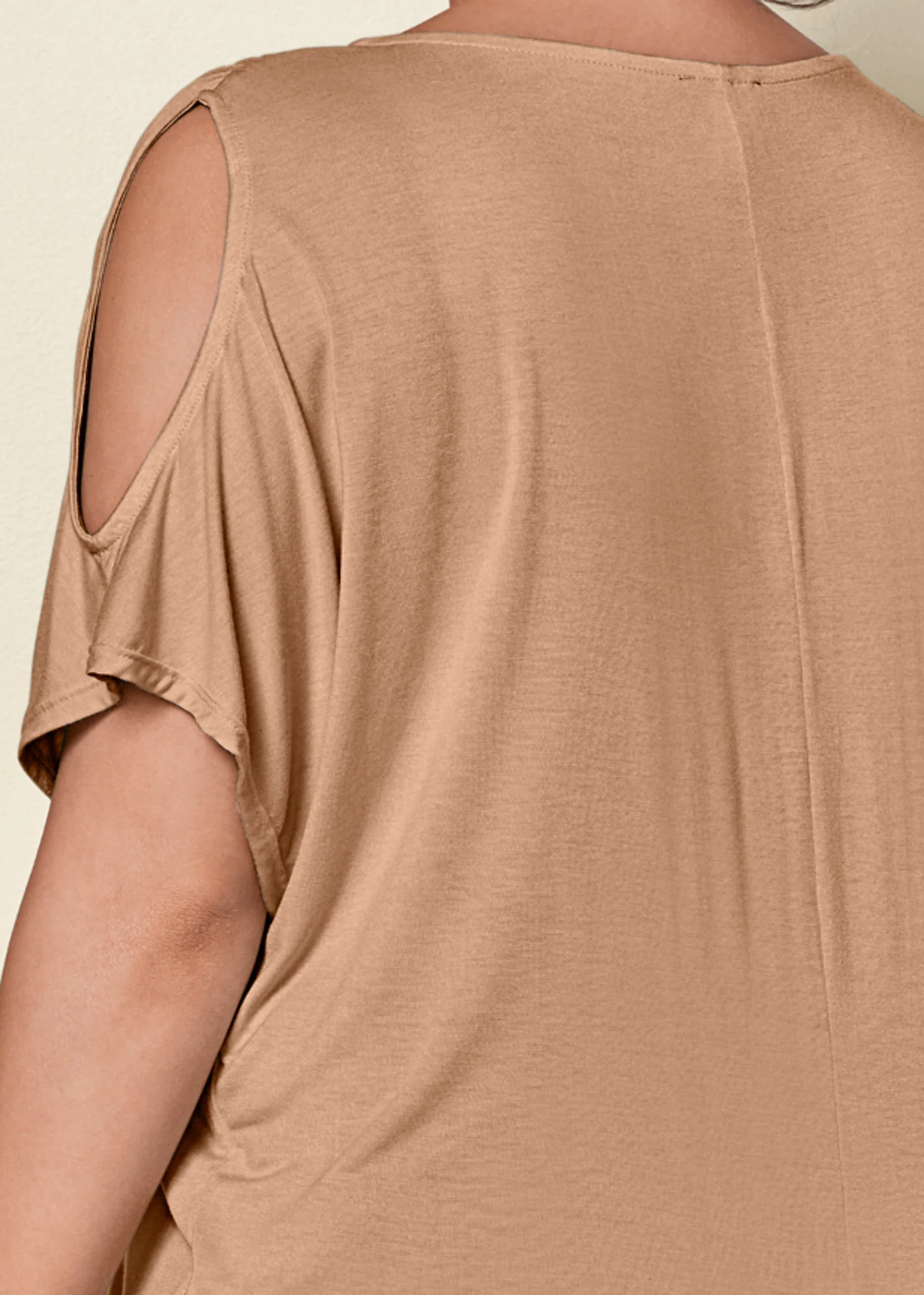 Cold-shoulder V-neck top - Tan