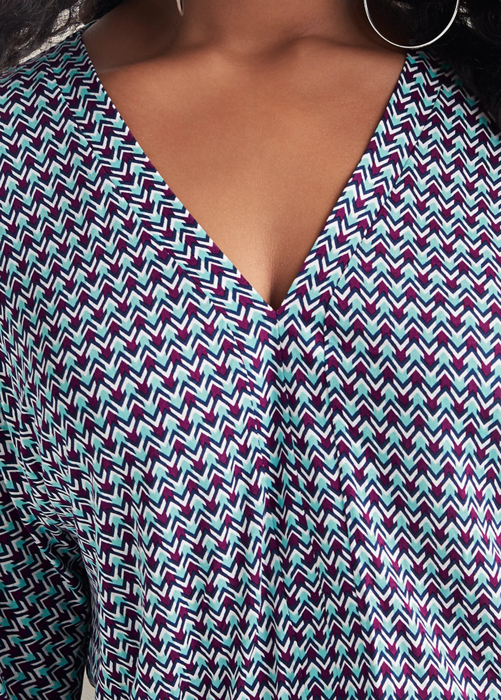 Banded hem top - Turquoise