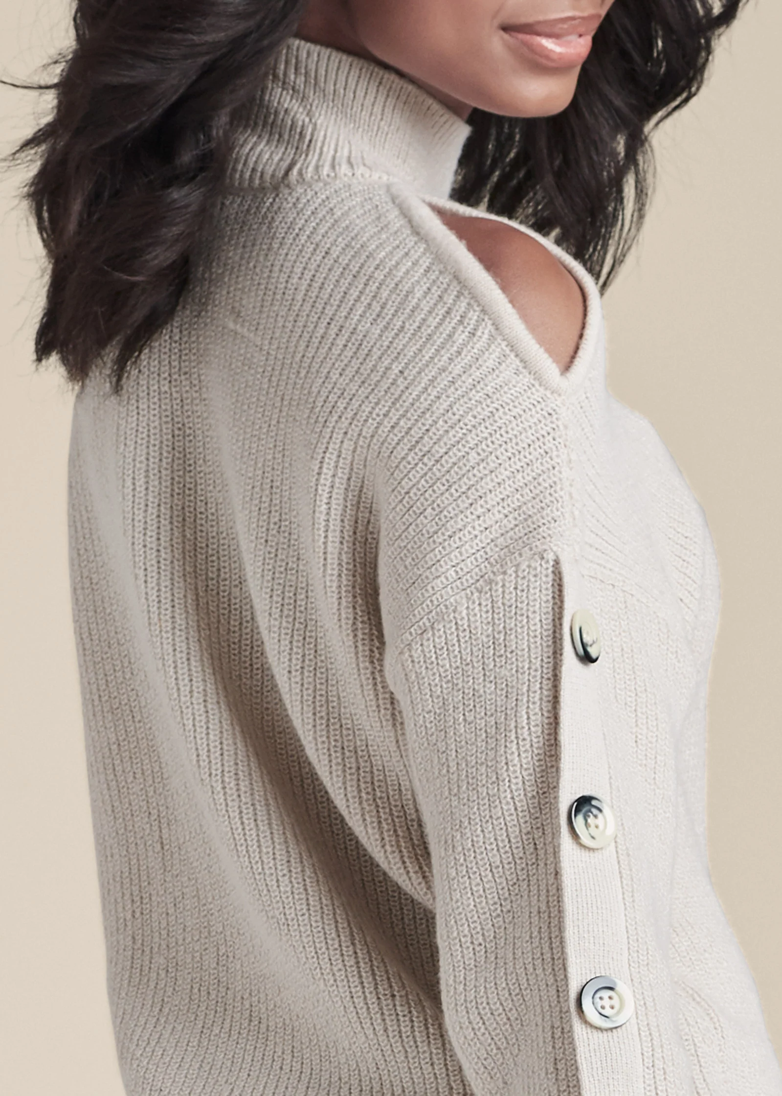 Cold-shoulder sweater - Cream