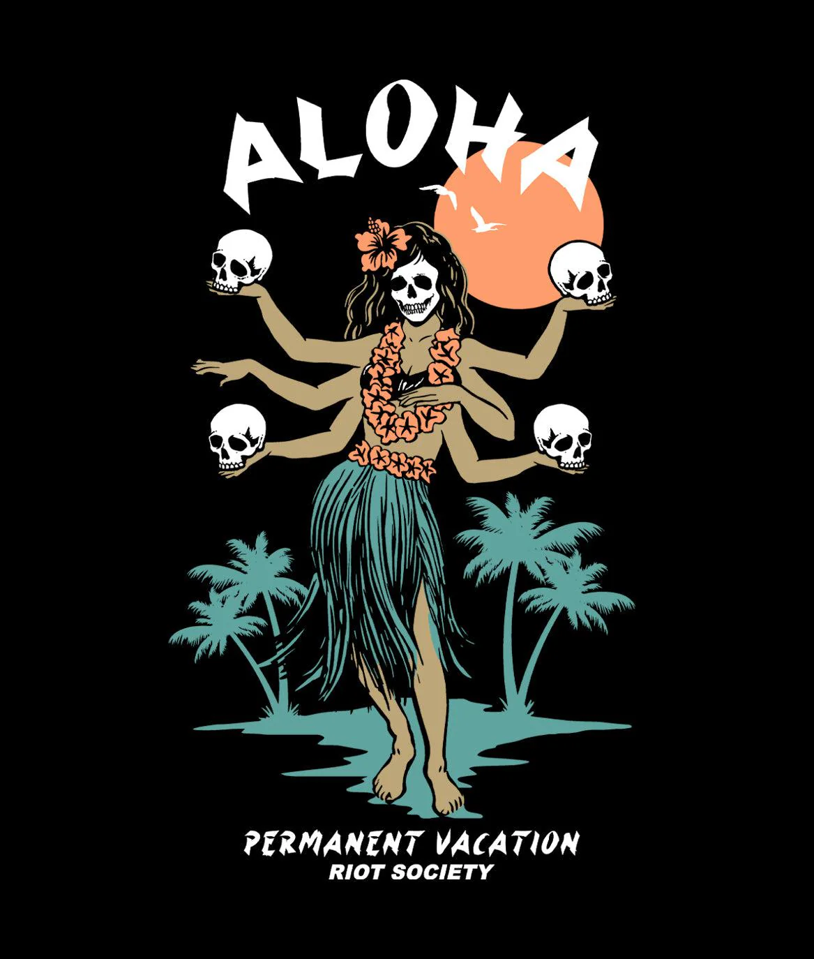 Aloha Hula Girl Permanent Vacation Mens T-Shirt