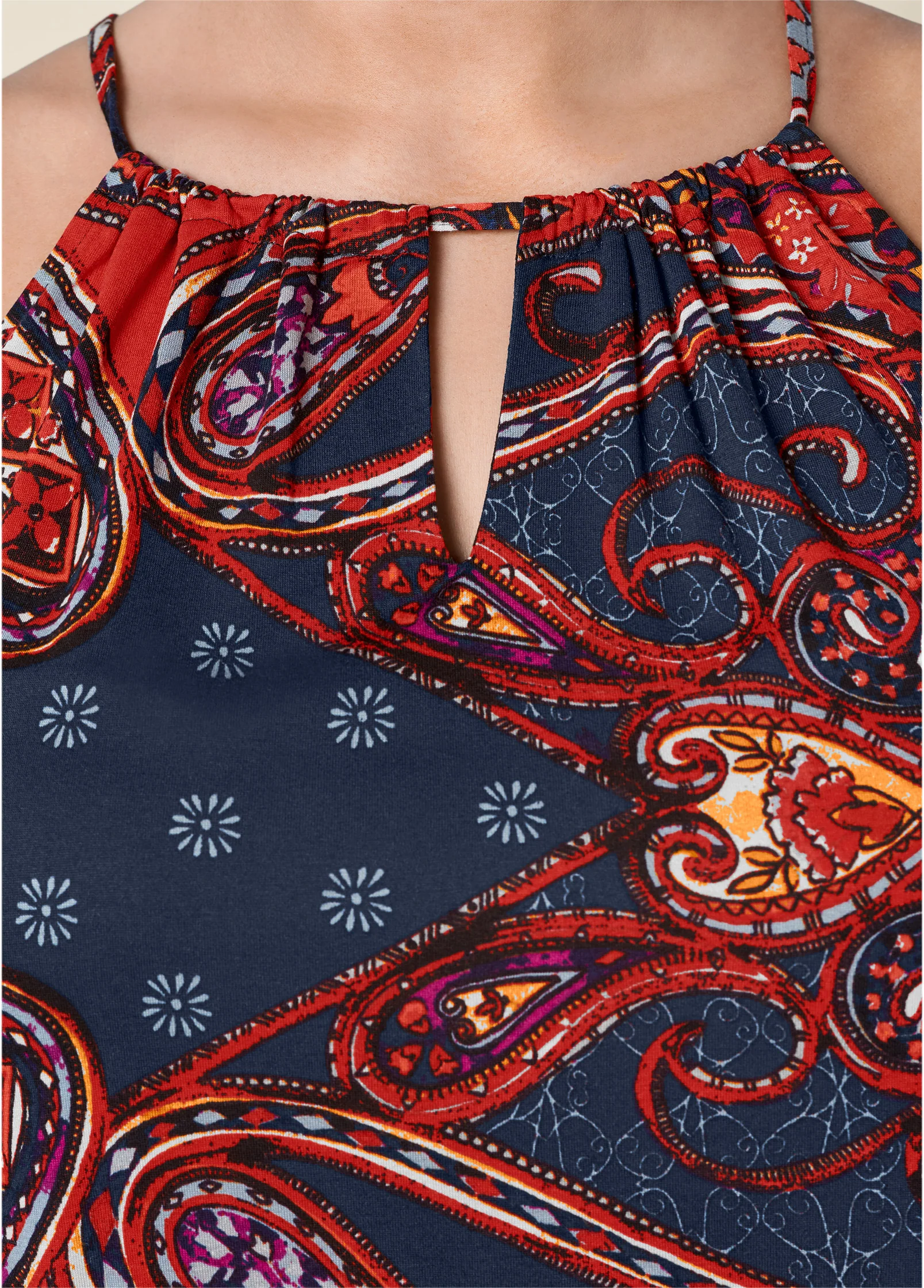 Paisley printed tank - Navy Multi