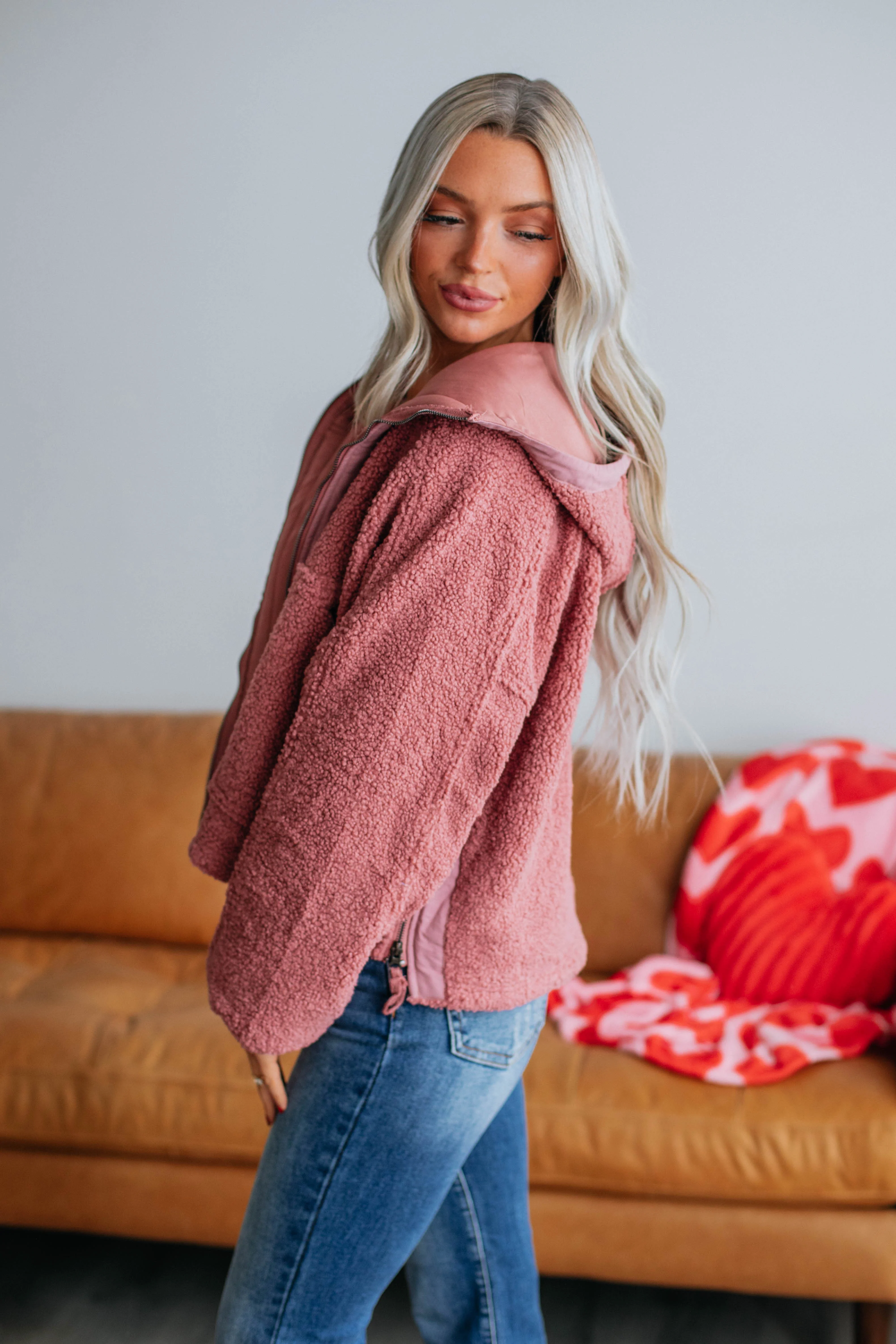 Pomery Zip-Up Jacket - Dark Mauve