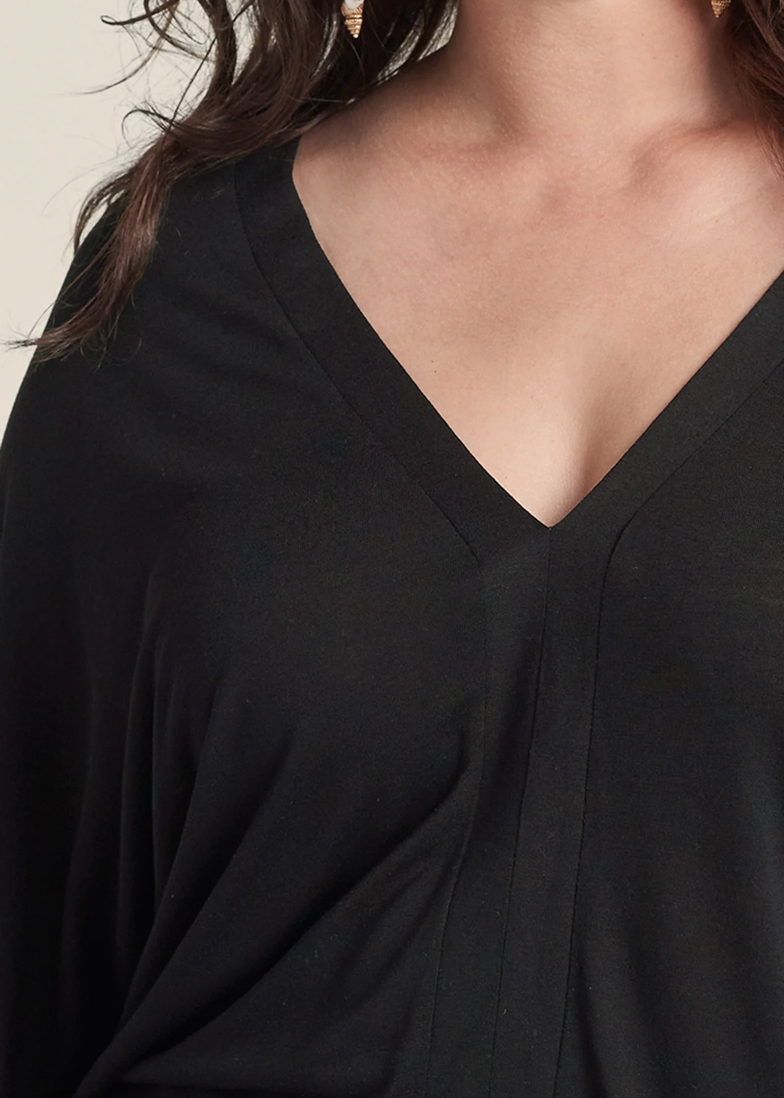 Banded hem top - Black