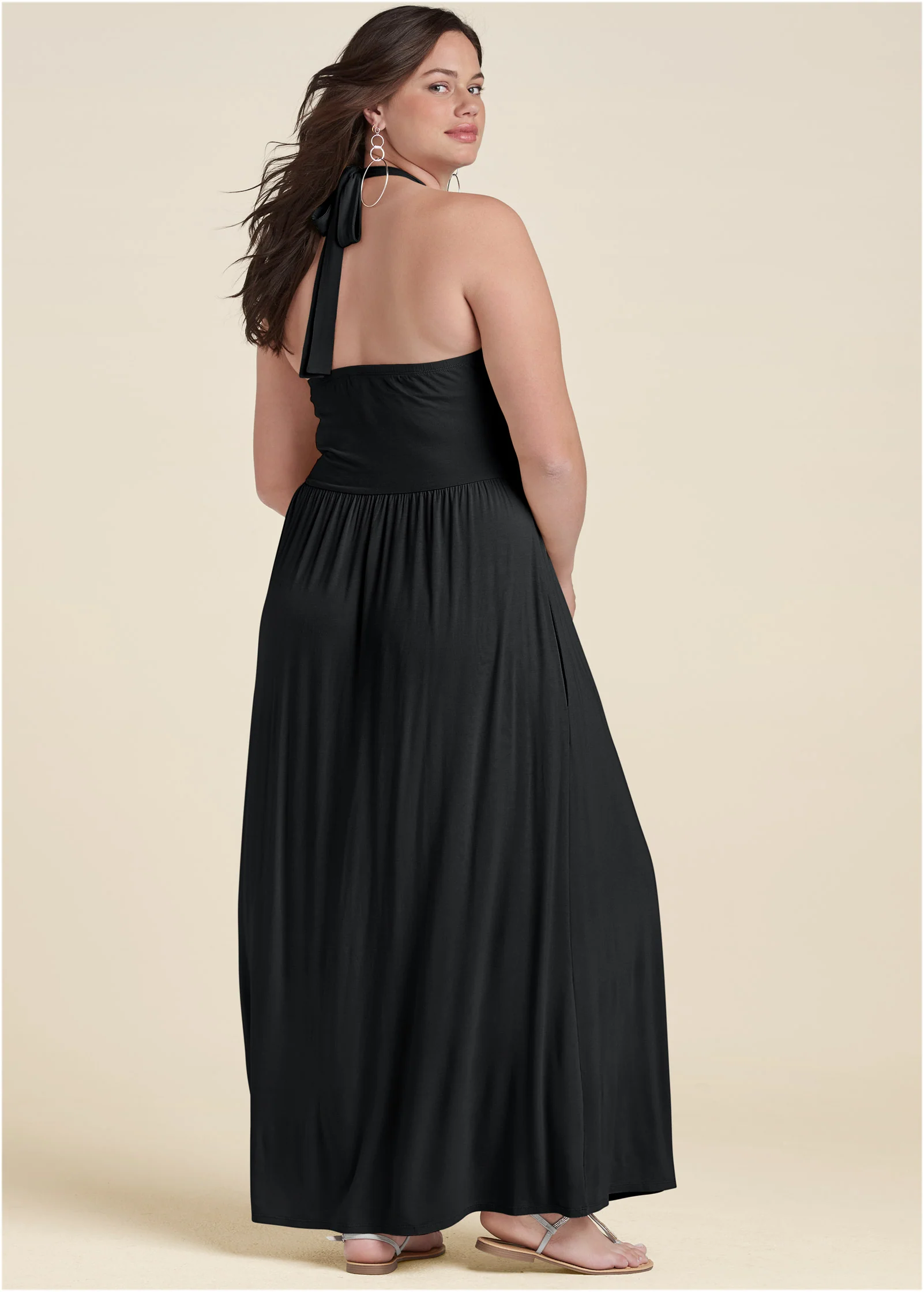 High Neck Maxi Dress - Black