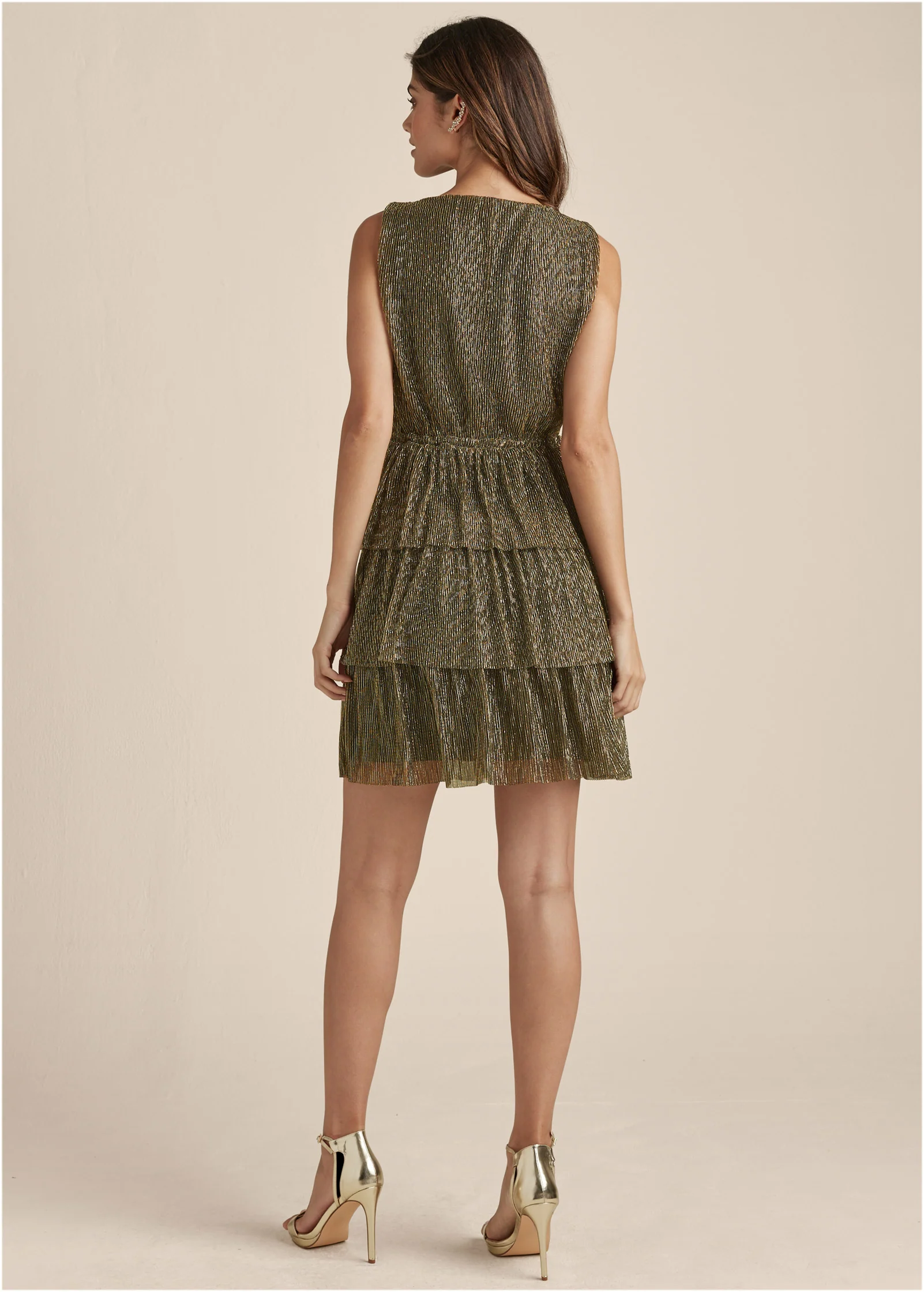 Plisse tiered mini dress - Black Multi