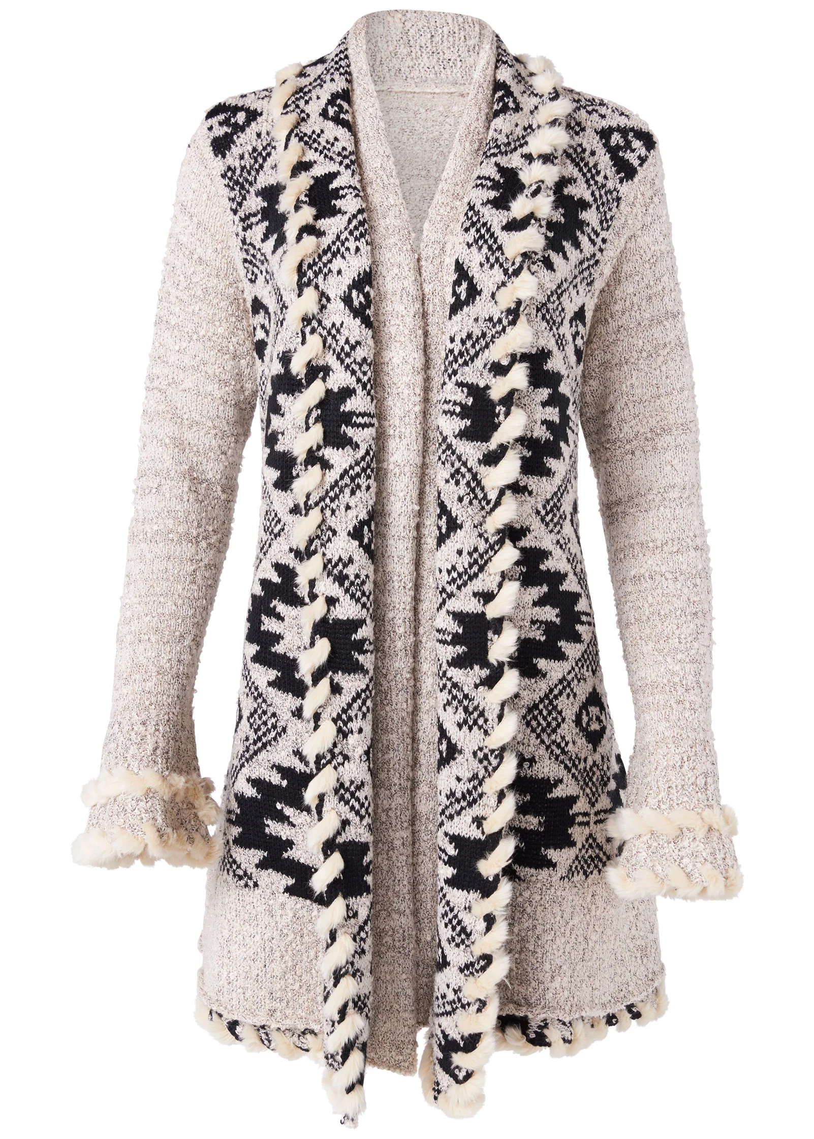 Mixed print duster - Cream & Black