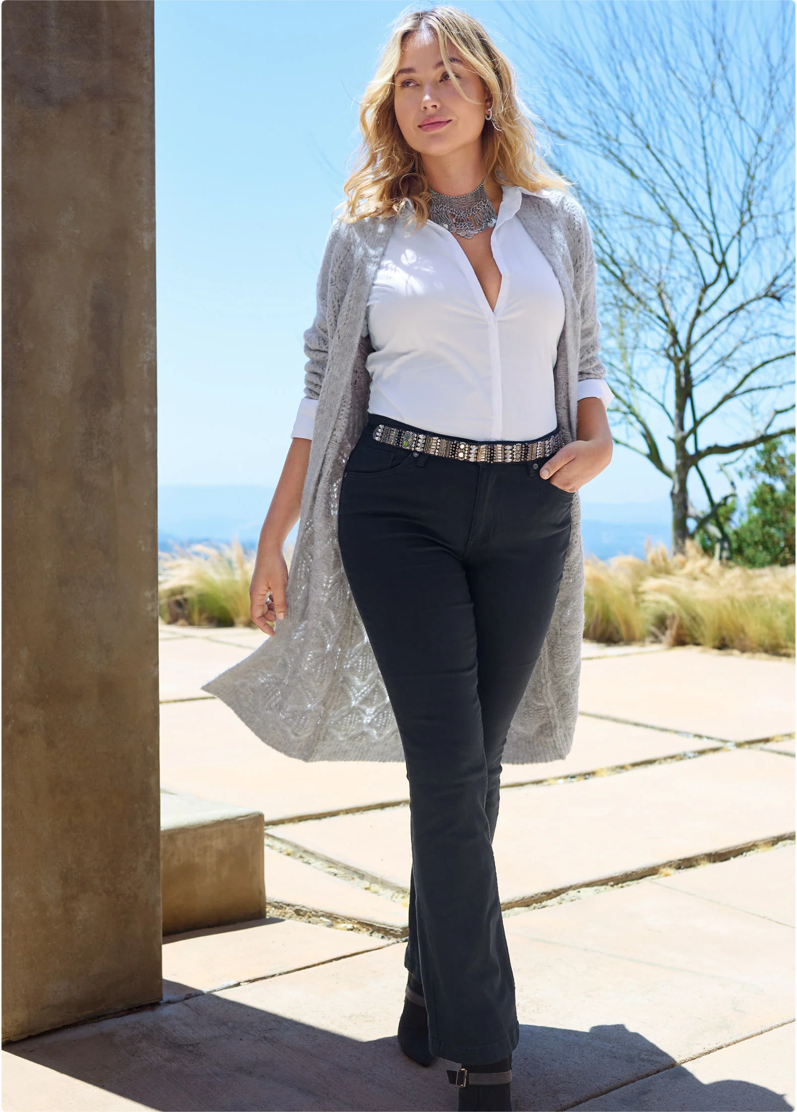 Tailored button-up bodysuit - White