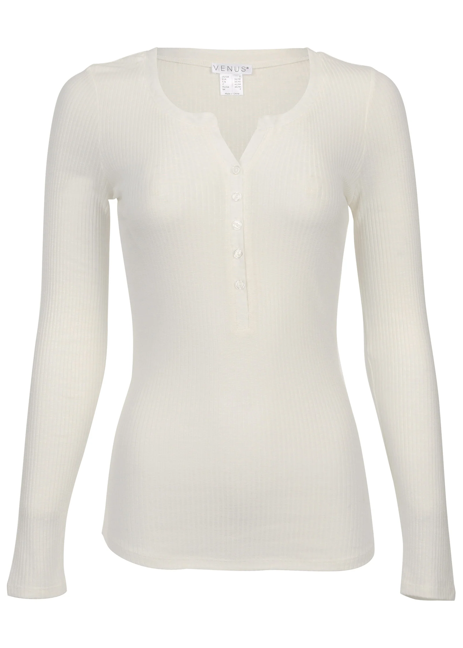 Ribbed Henley top - Off White