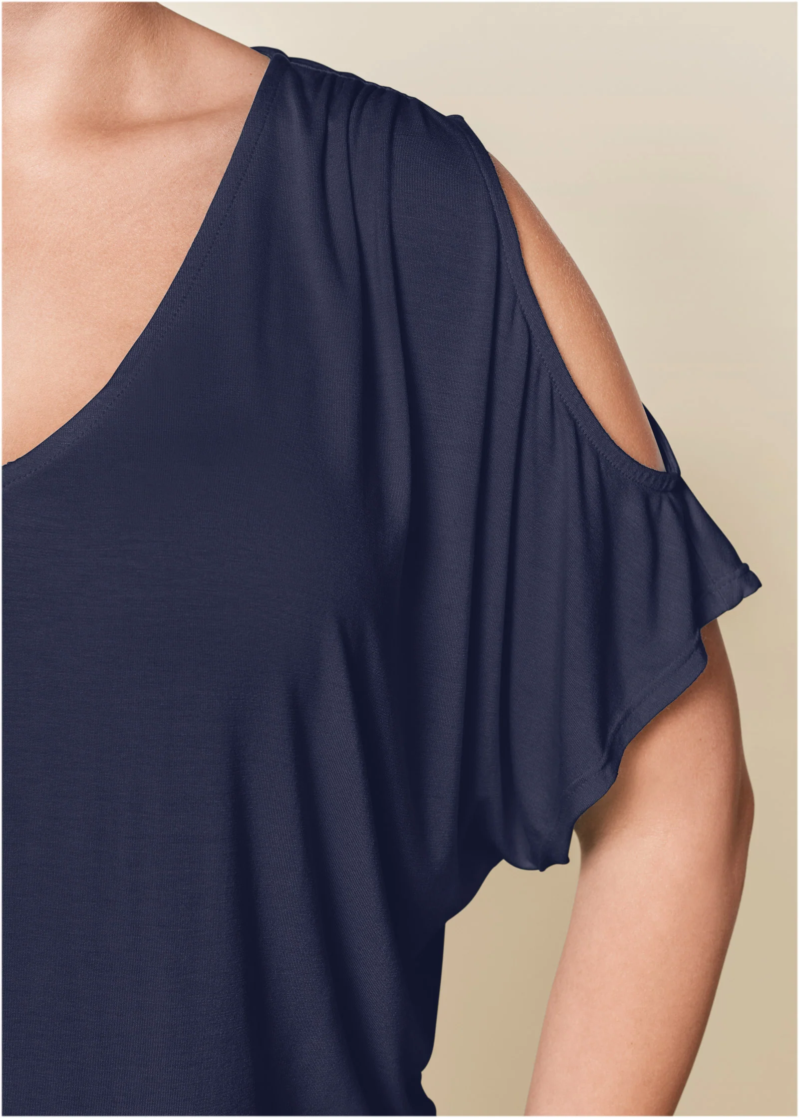 Cold-shoulder V-neck top - Navy
