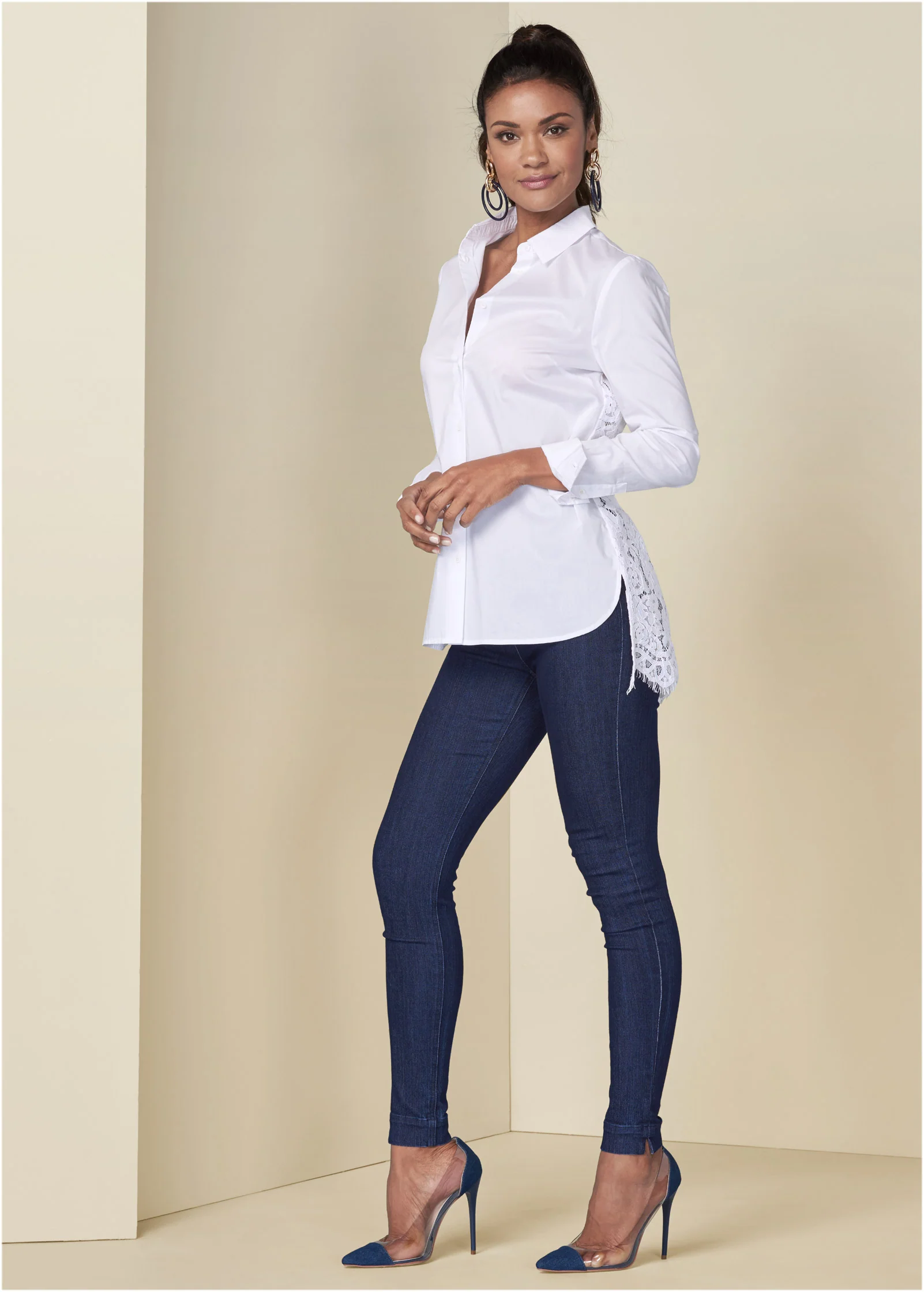 Lace back blouse - White