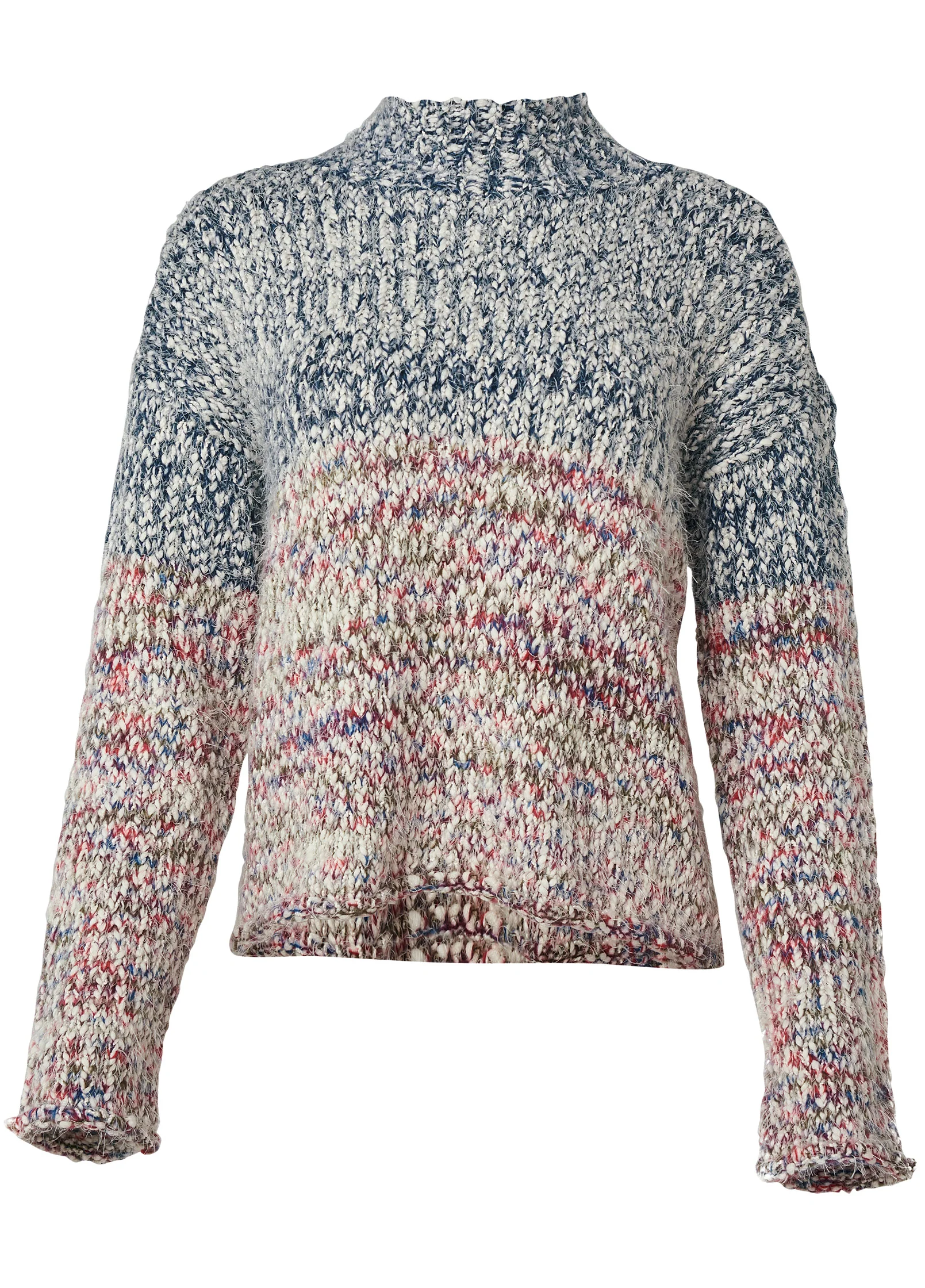 Marled colorblock turtleneck sweater - Blue Multi