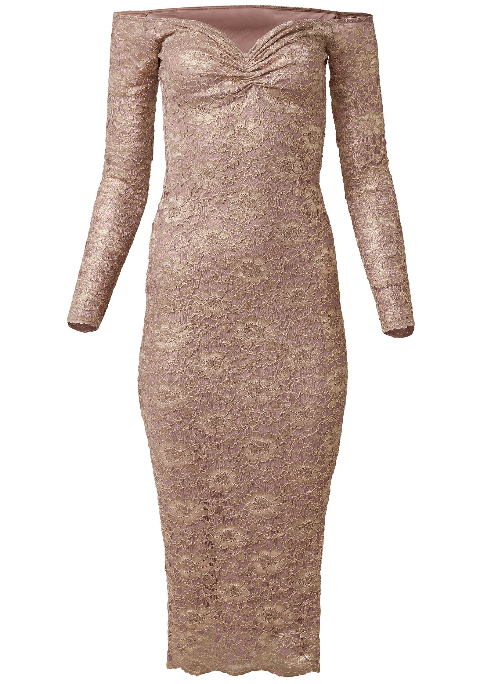 Off-the-shoulder lace dress - Blush