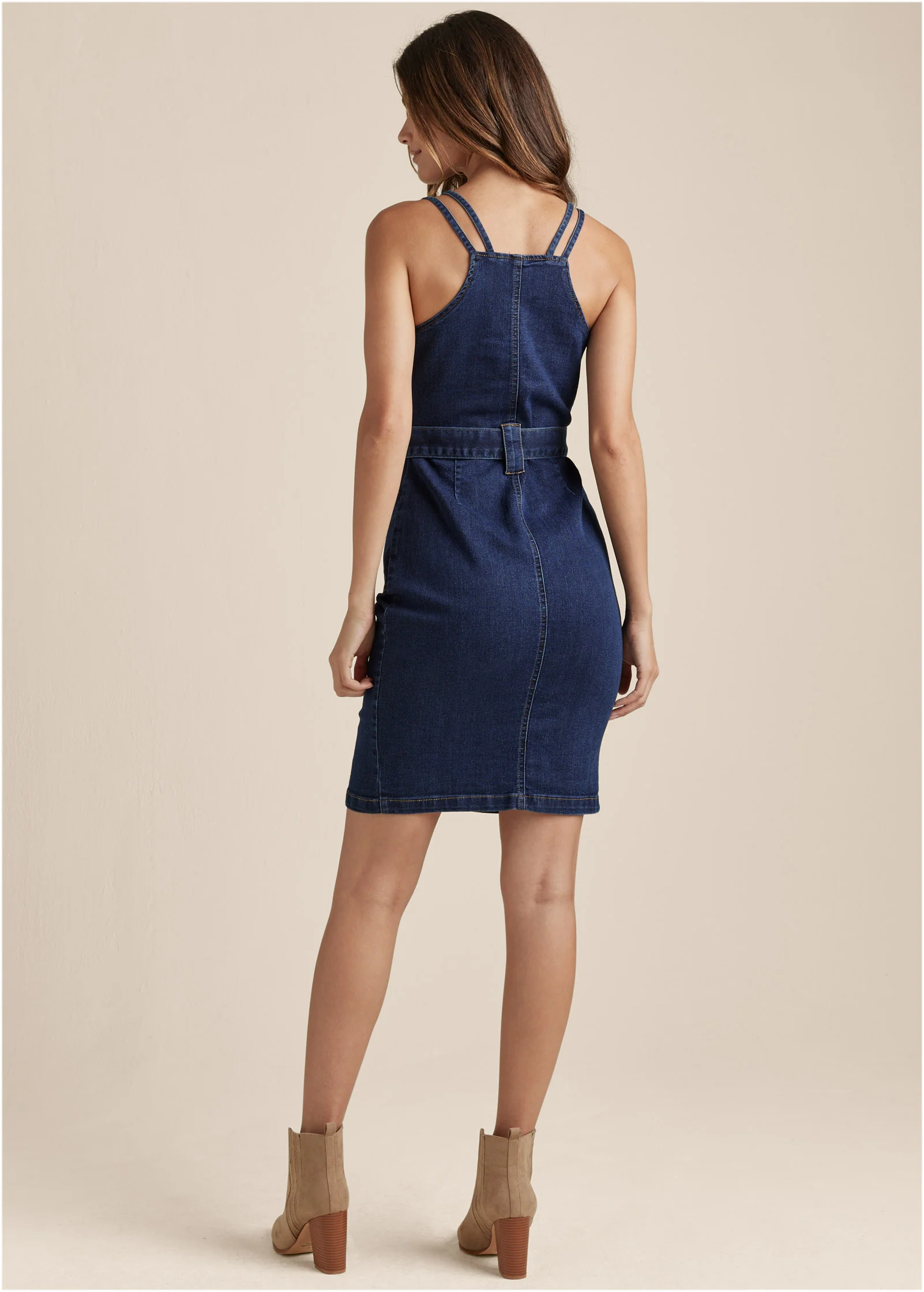 Denim dress with zipper - Dark Wash