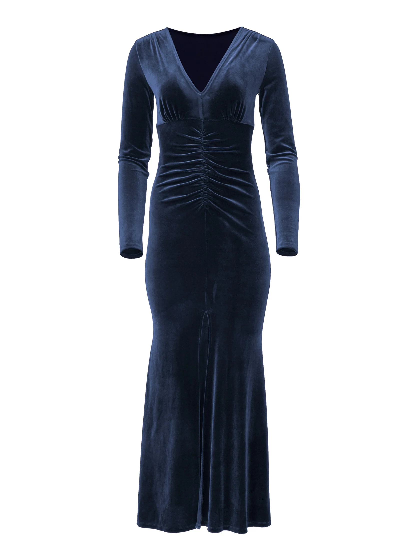 Ruched velvet gown - Navy