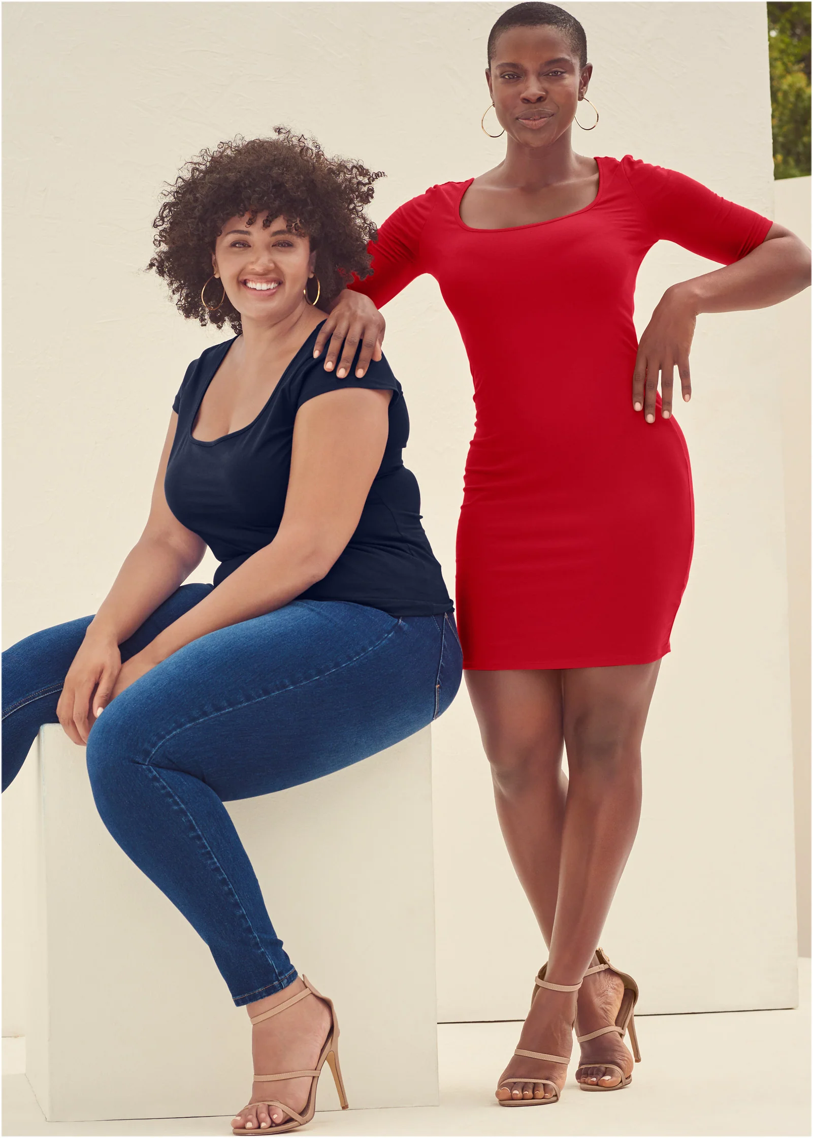 Square neck top - Navy