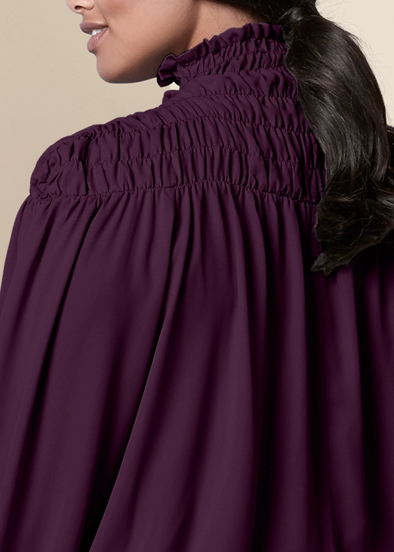 Smocked detail top - Dark Purple