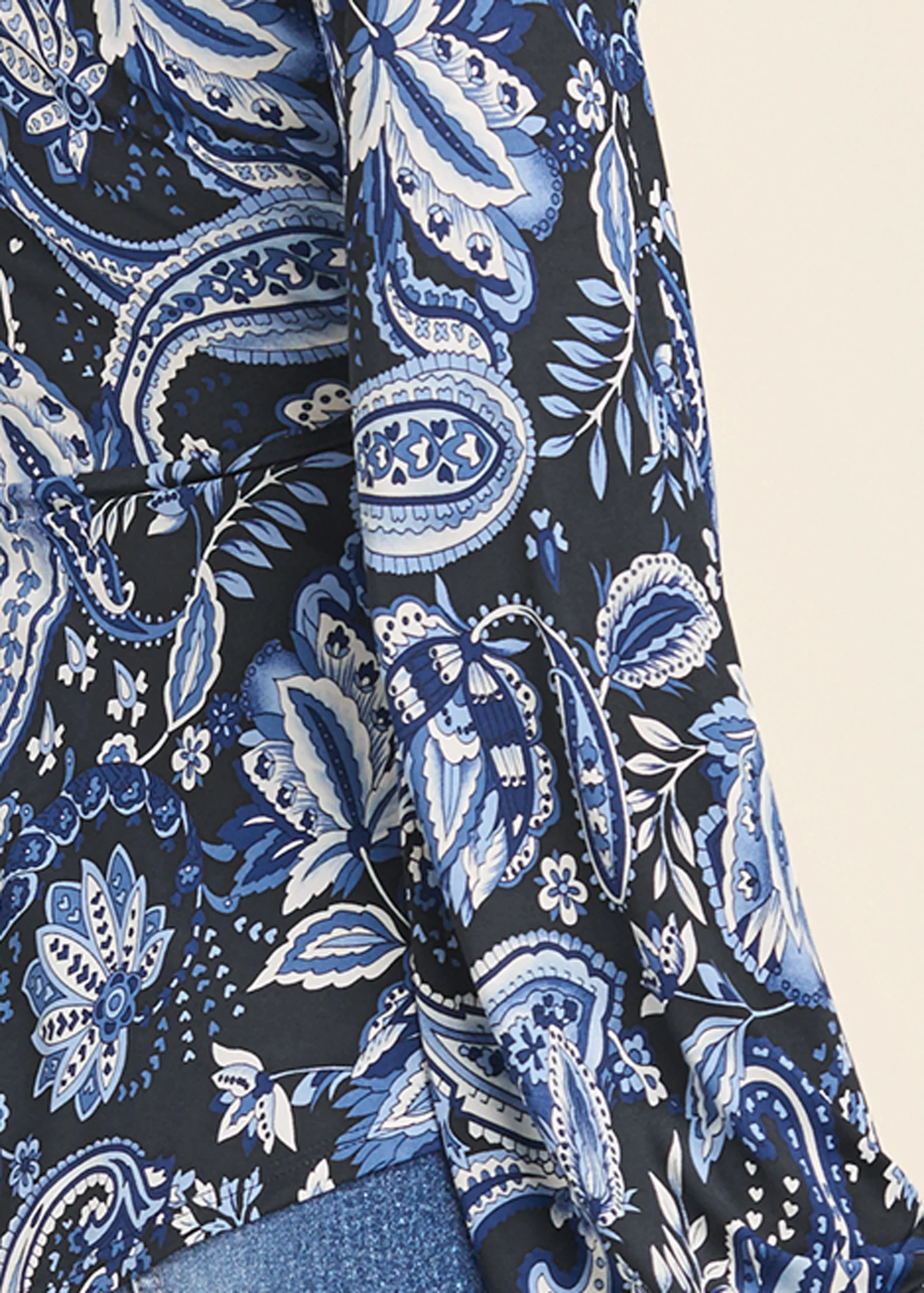 Paisley balloon sleeve top - Blue Multi