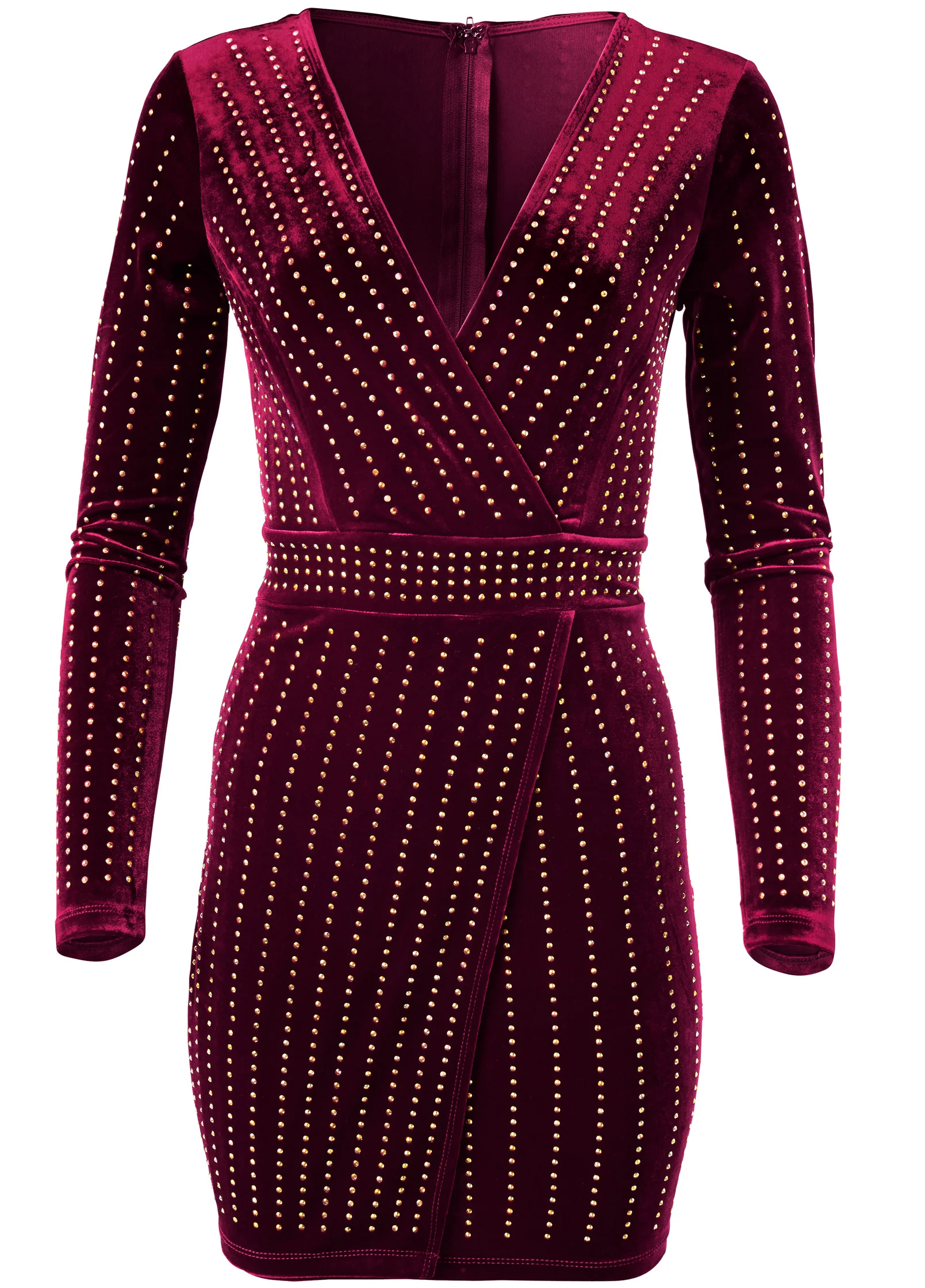Embellished velvet dress - Burgundy Multi