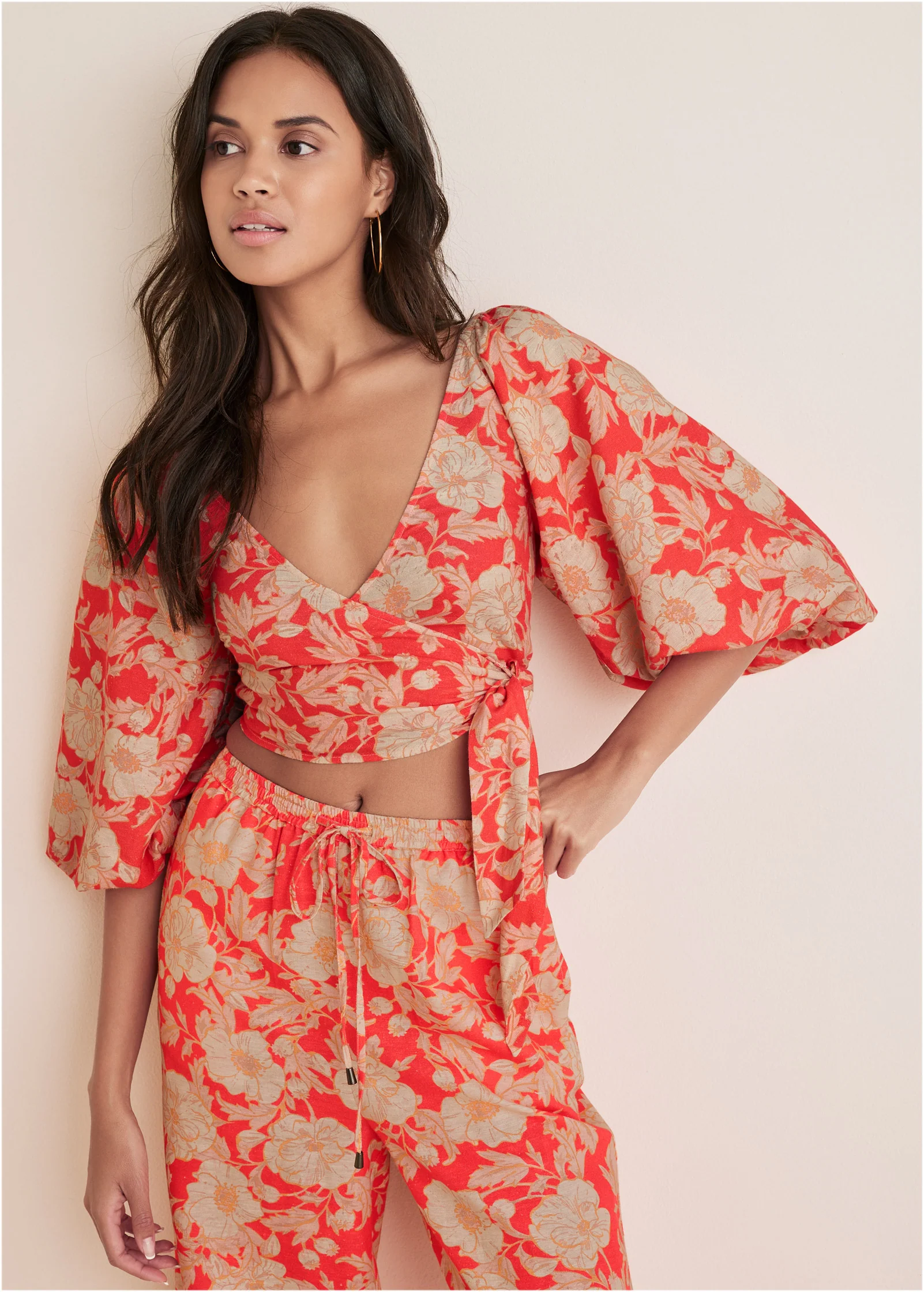 Linen wrap top - Venetian Floral