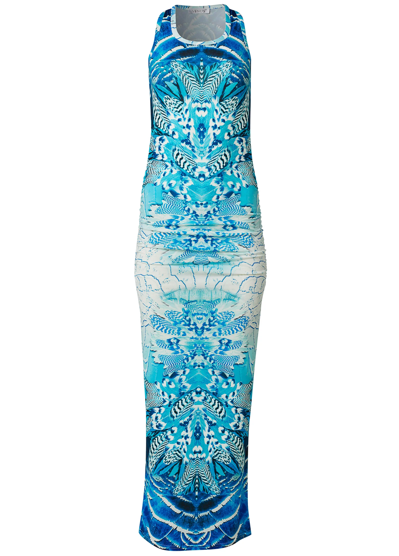 Ruched printed maxi dress - Blue Multi