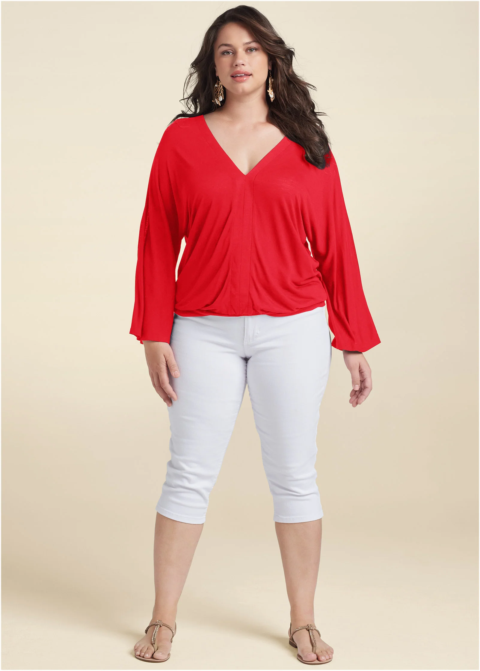 Banded hem top - Red