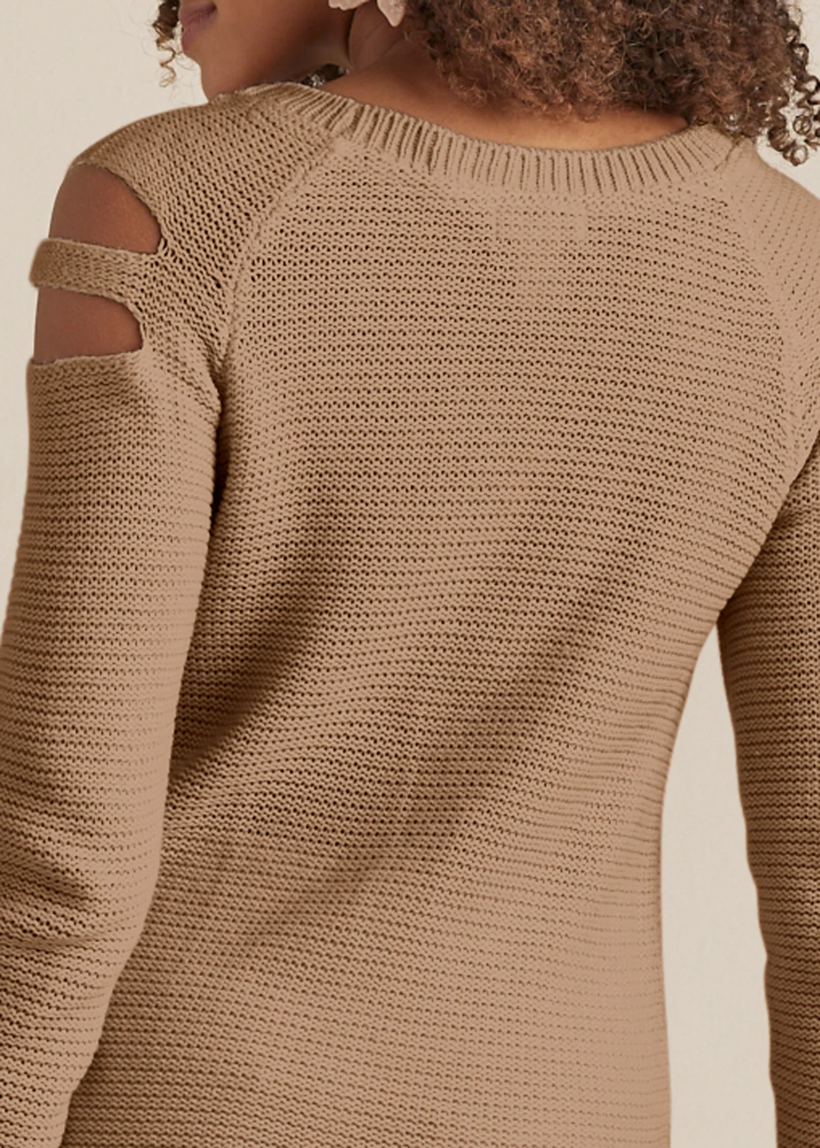 Cutout sleeve sweater - Tan