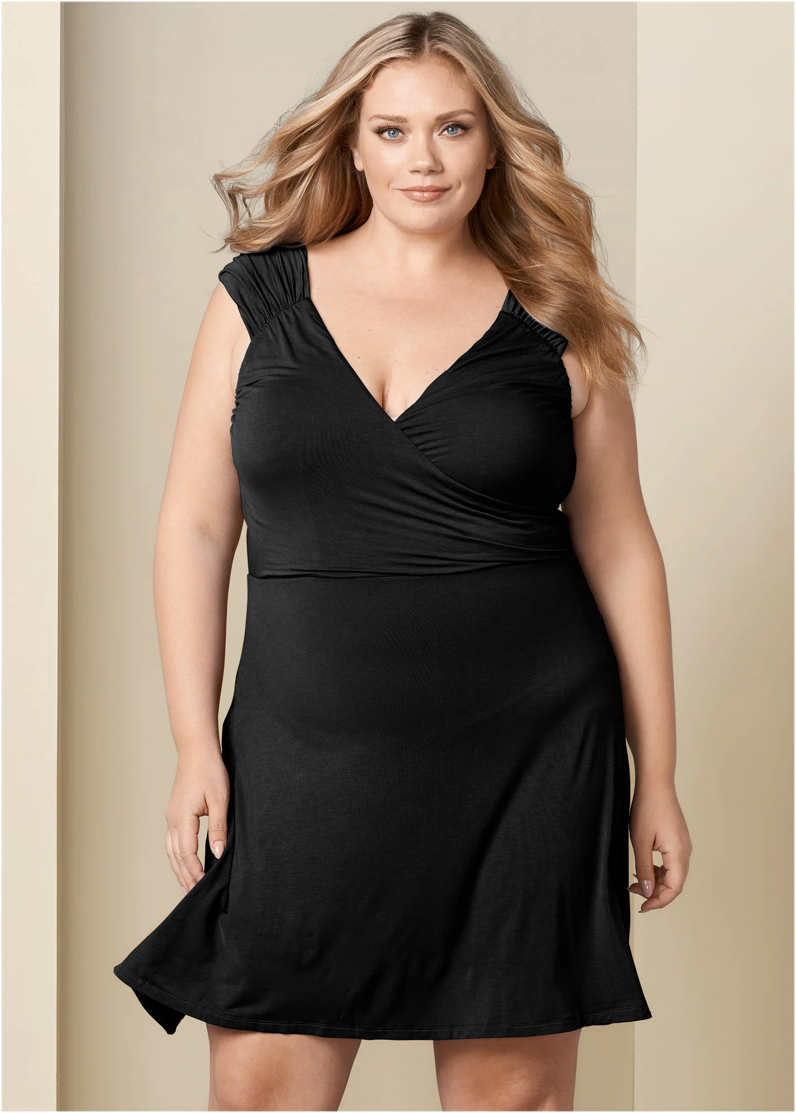 Draped front dress - Black
