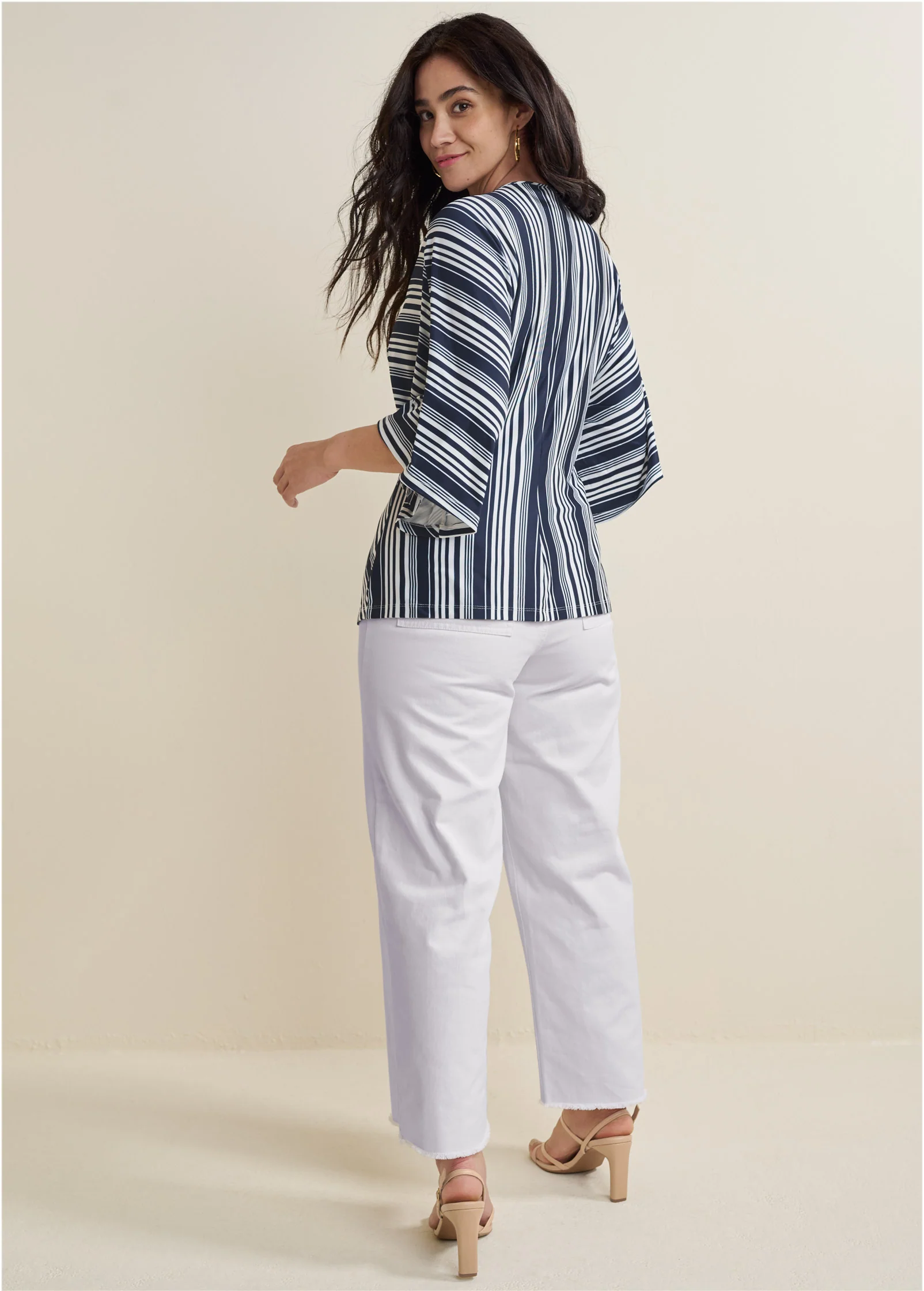 Striped knotted top - Navy & White
