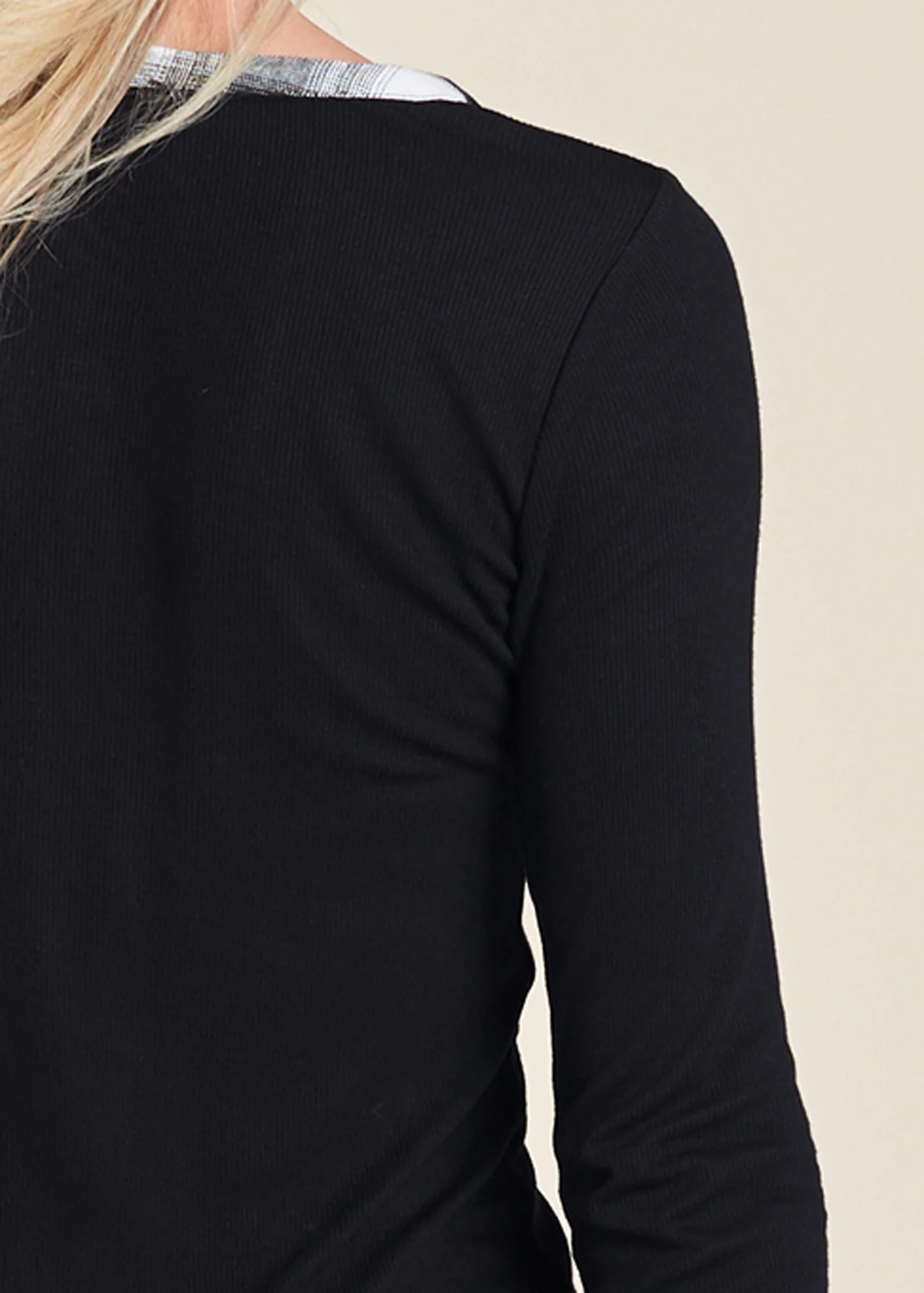 Plaid detail casual dress - Black Multi