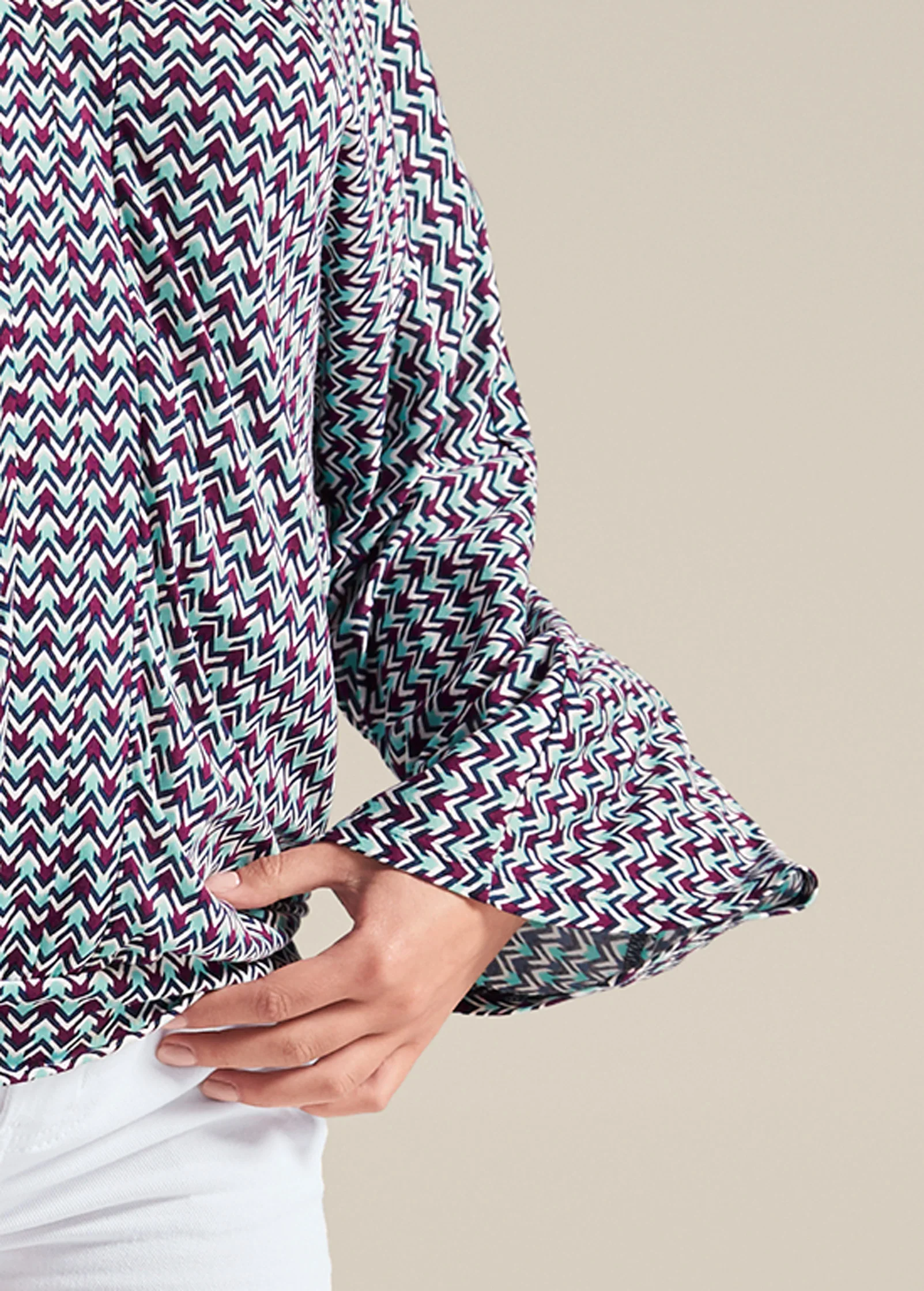 Banded hem top - Turquoise