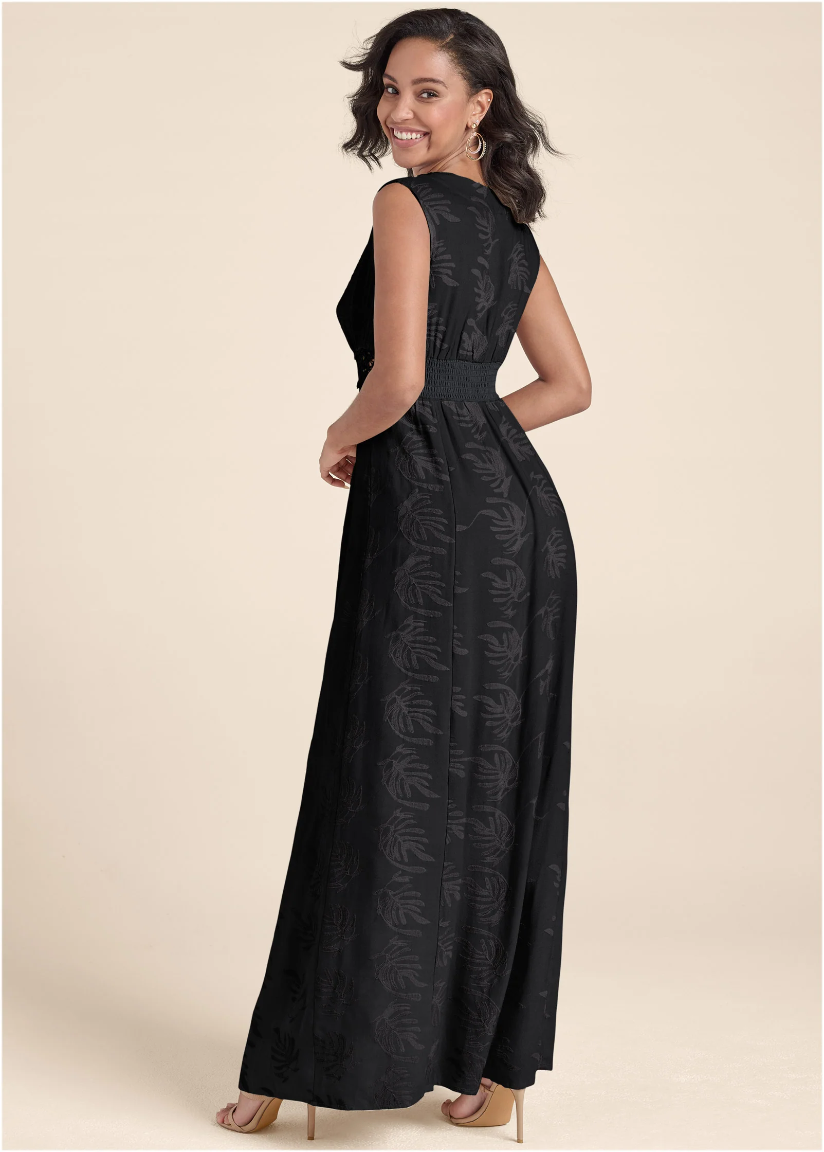 Embroidered maxi dress - Black