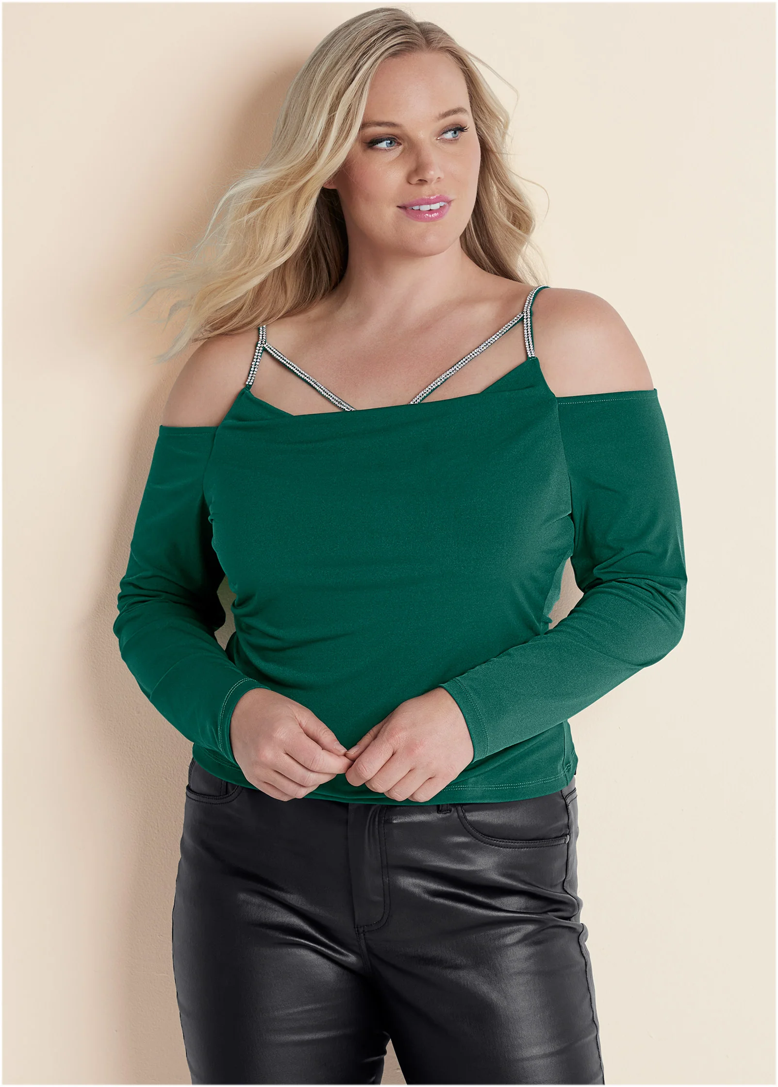 Embellished strappy top - Green