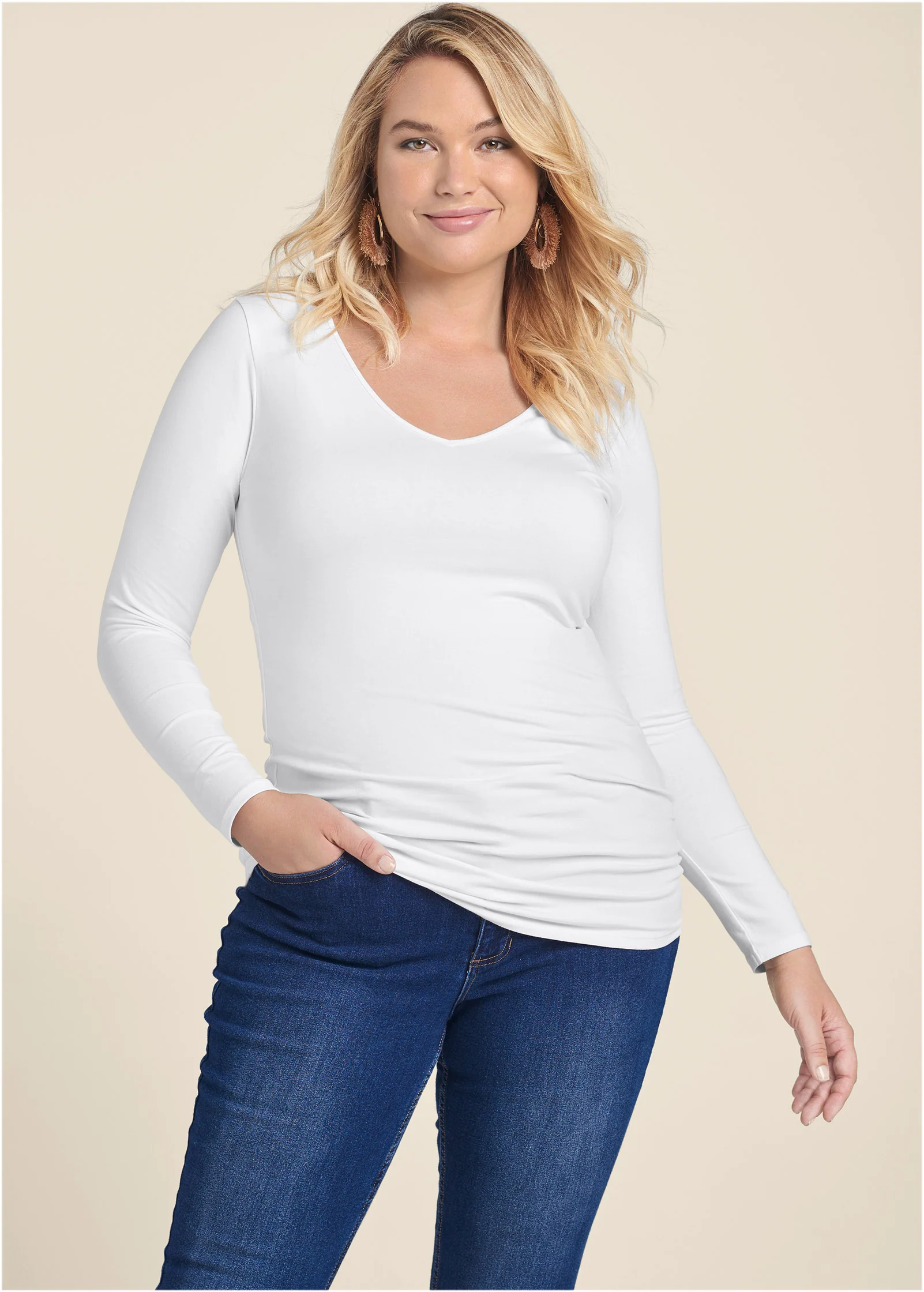 Long sleeve long and lean tee - White