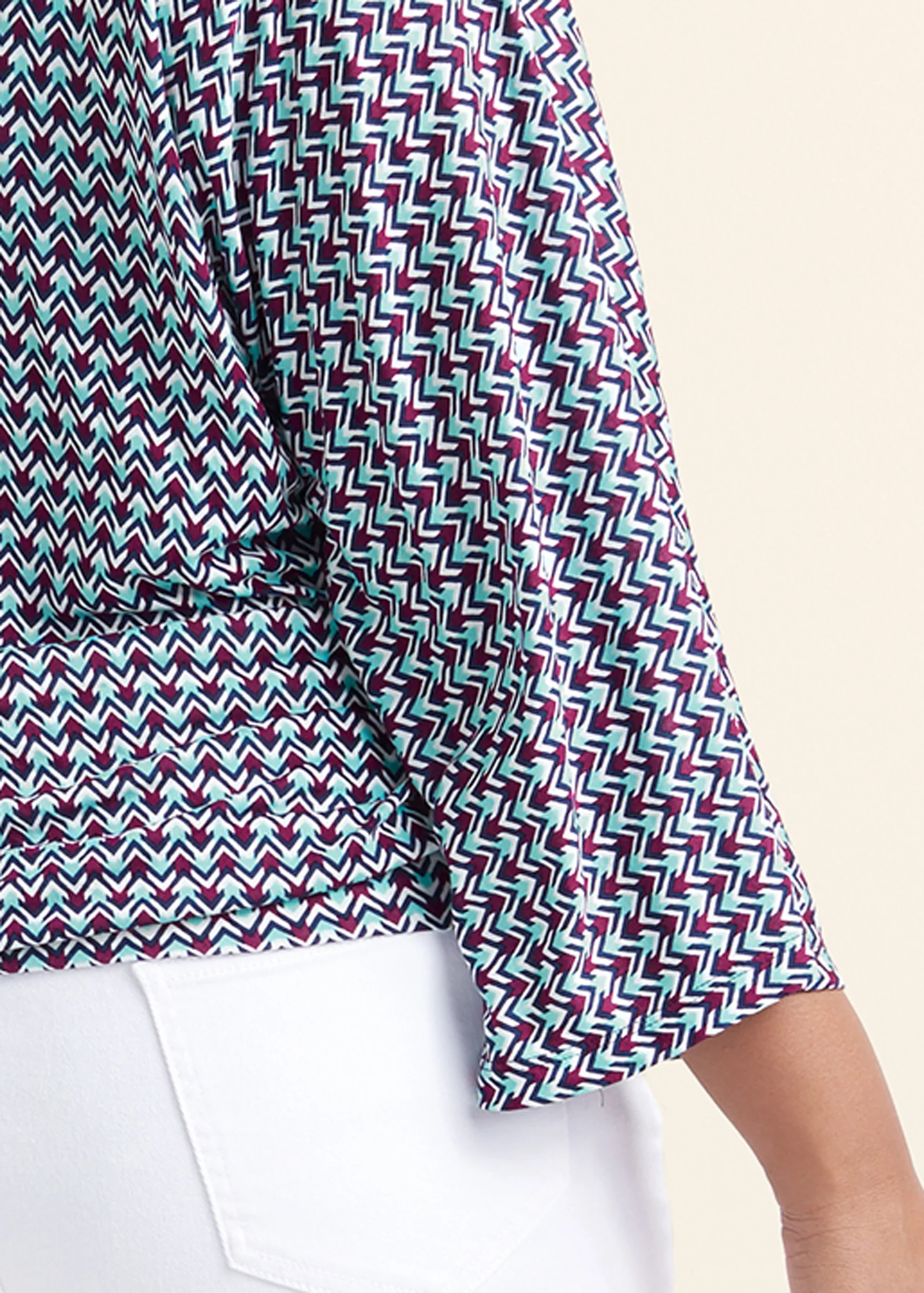 Banded hem top - Turquoise