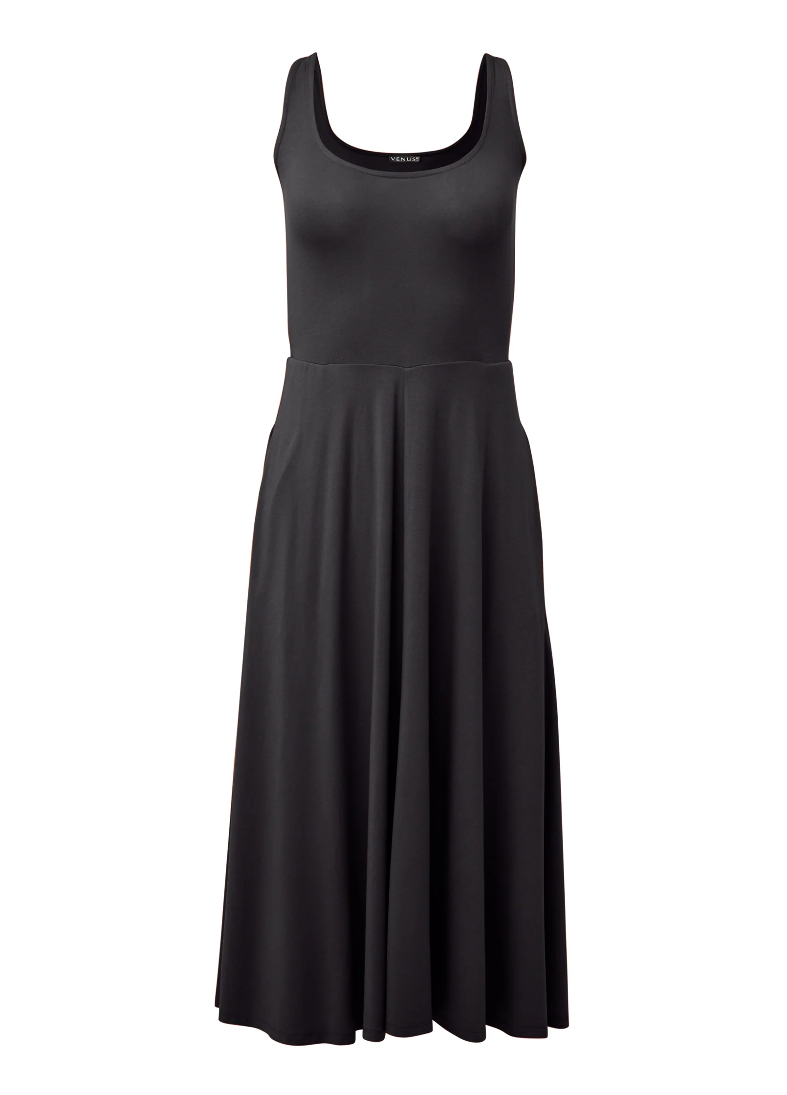 Midi dress with pockets - Black