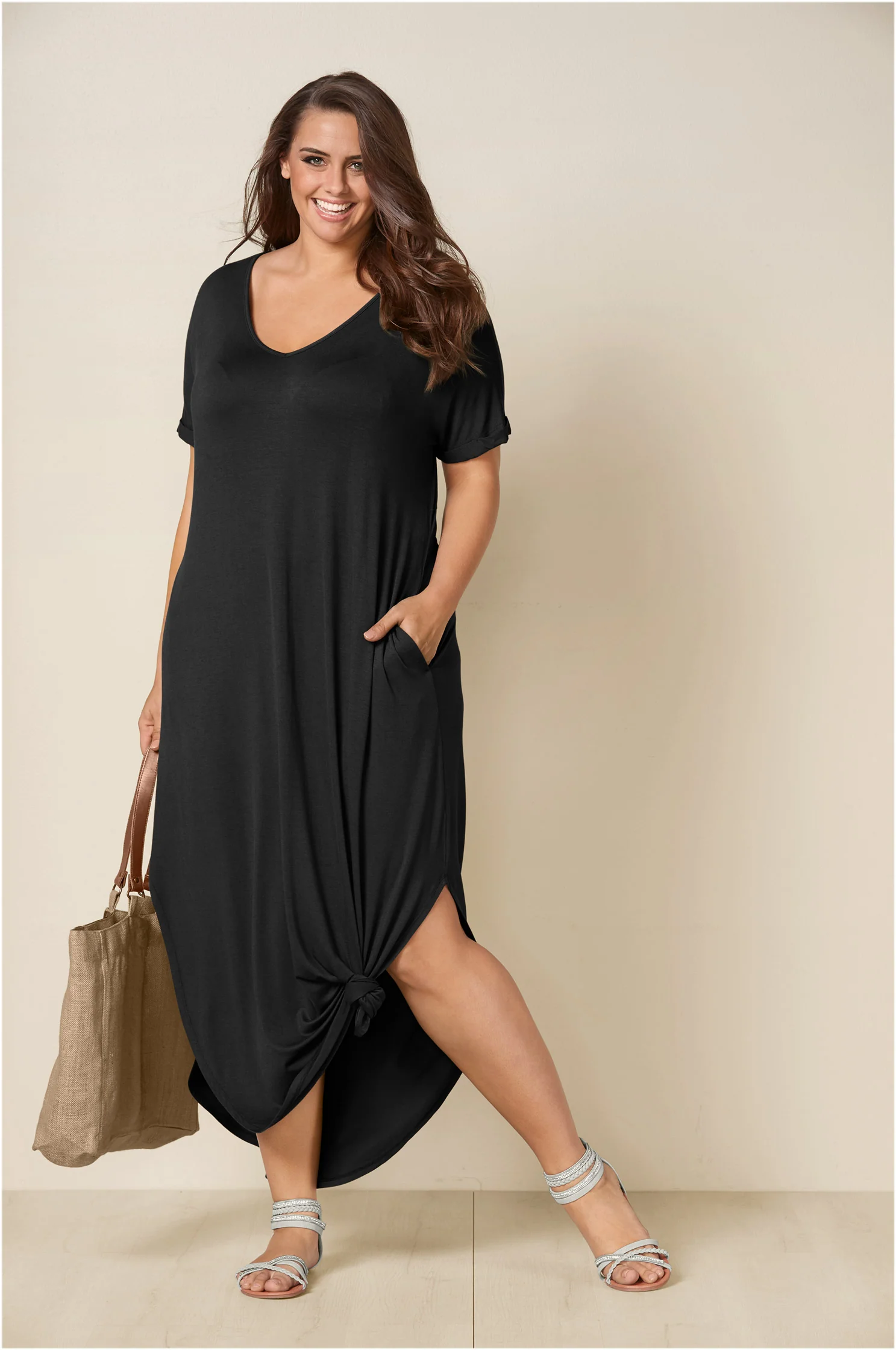 Casual T-shirt maxi dress - Black