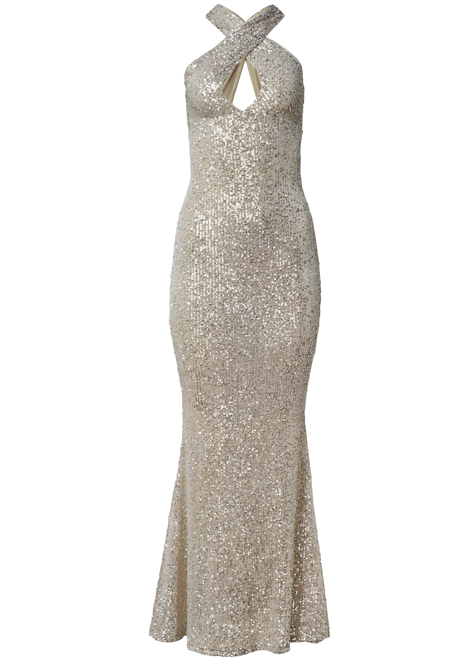 Sequin keyhole gown  - Champagne