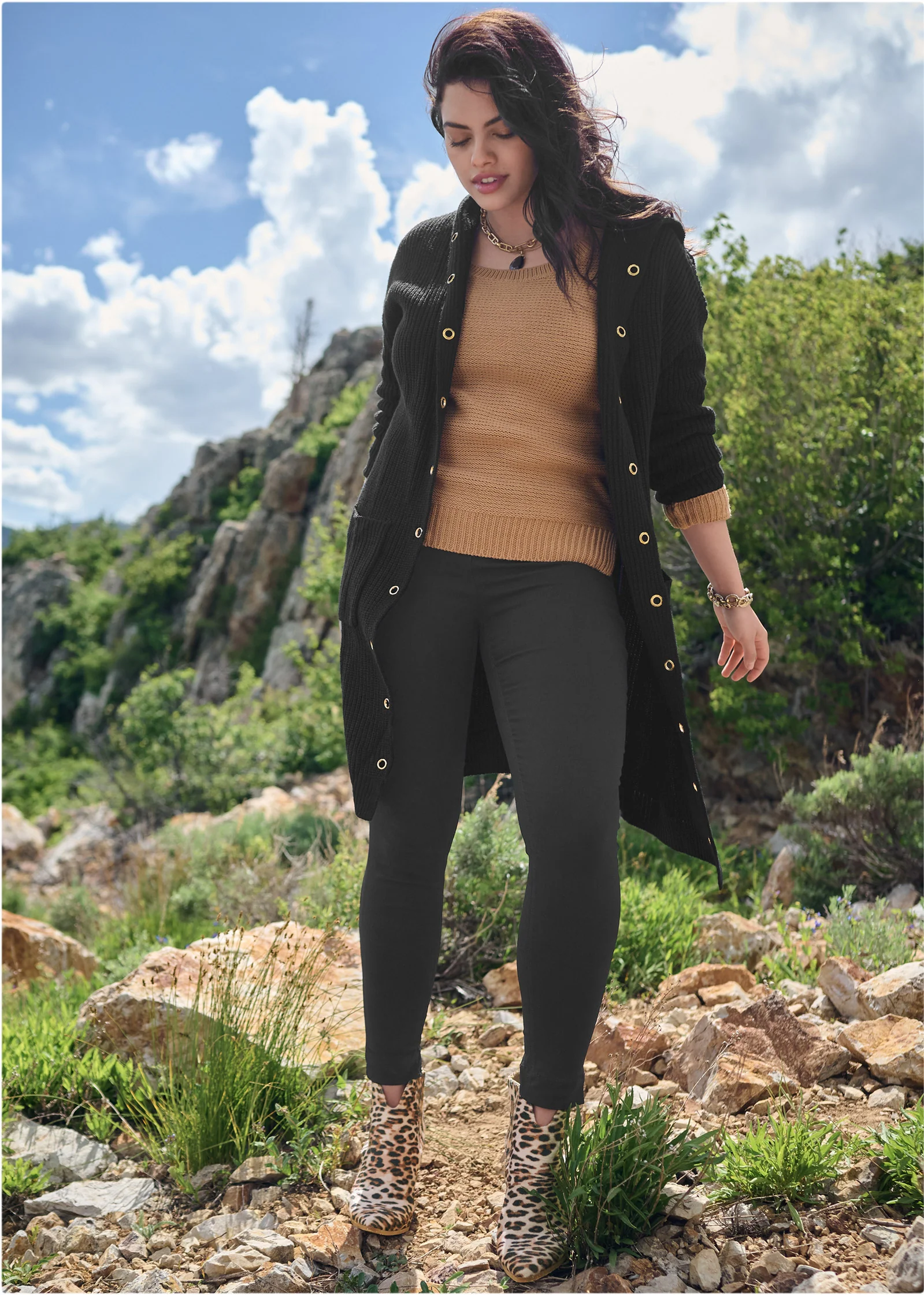 Grommet detail duster - Black