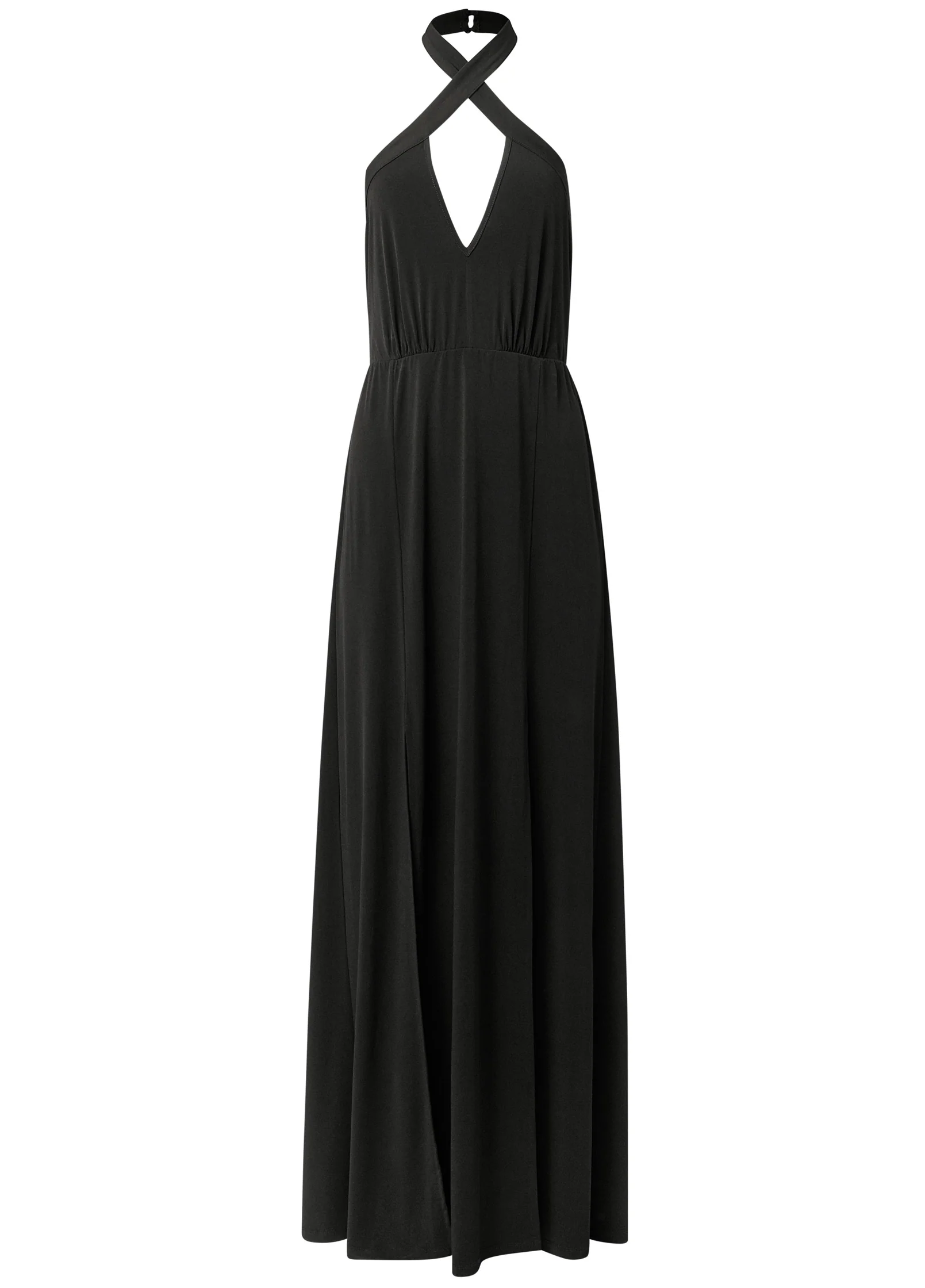 Cross neck halter dress - Black