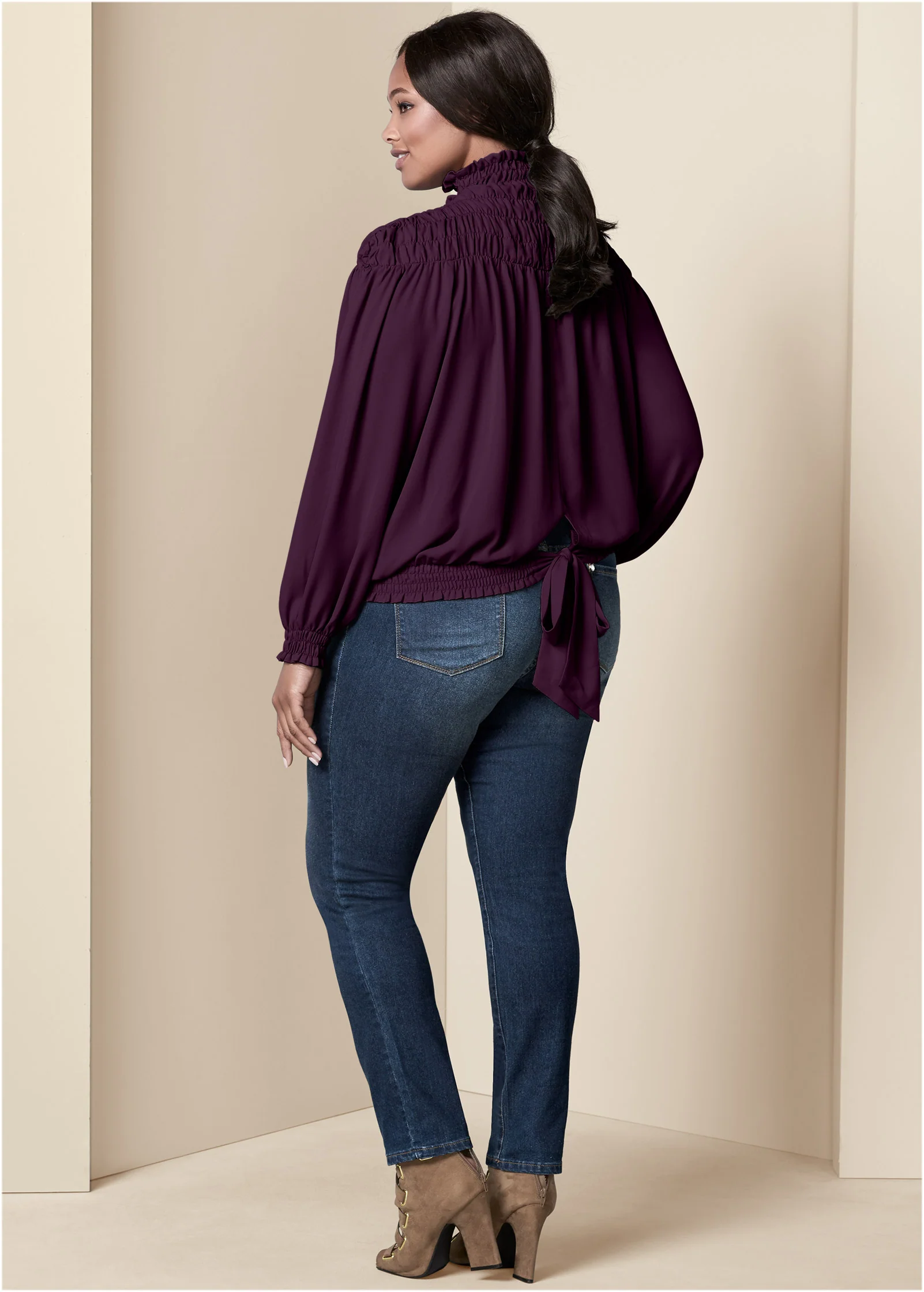 Smocked detail top - Dark Purple