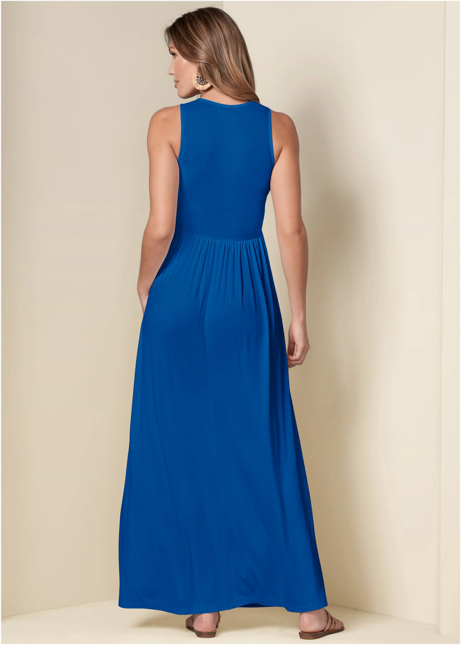 Maxi dress with pockets - Blue