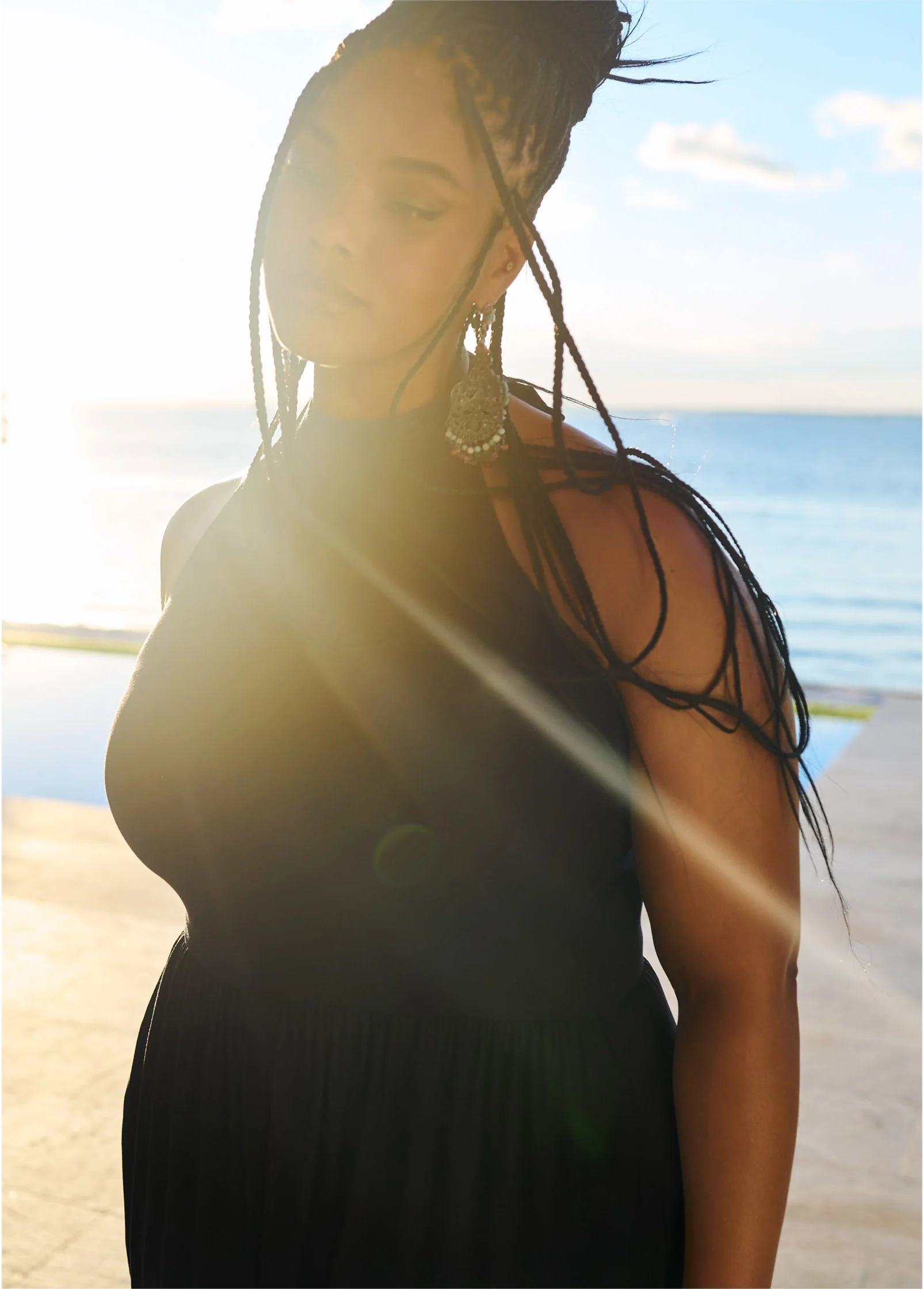 High Neck Maxi Dress - Black