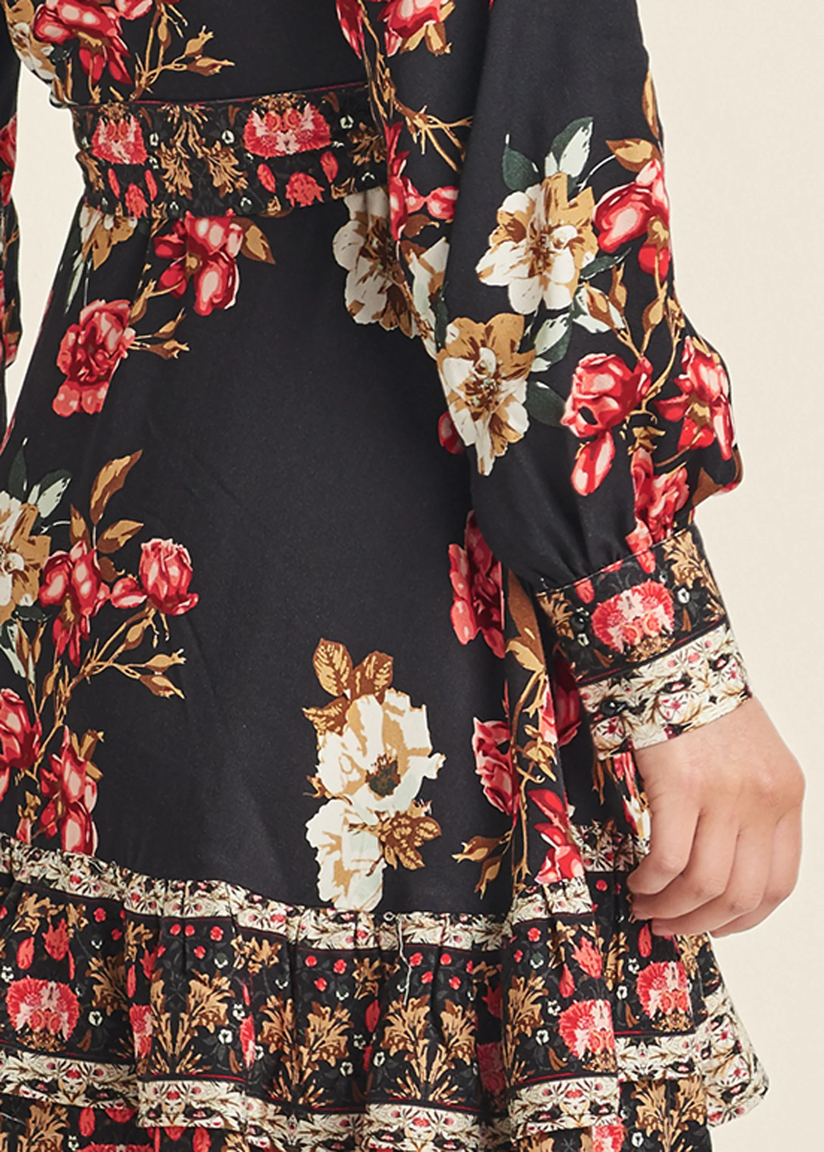 Floral print mini dress - Black Multi