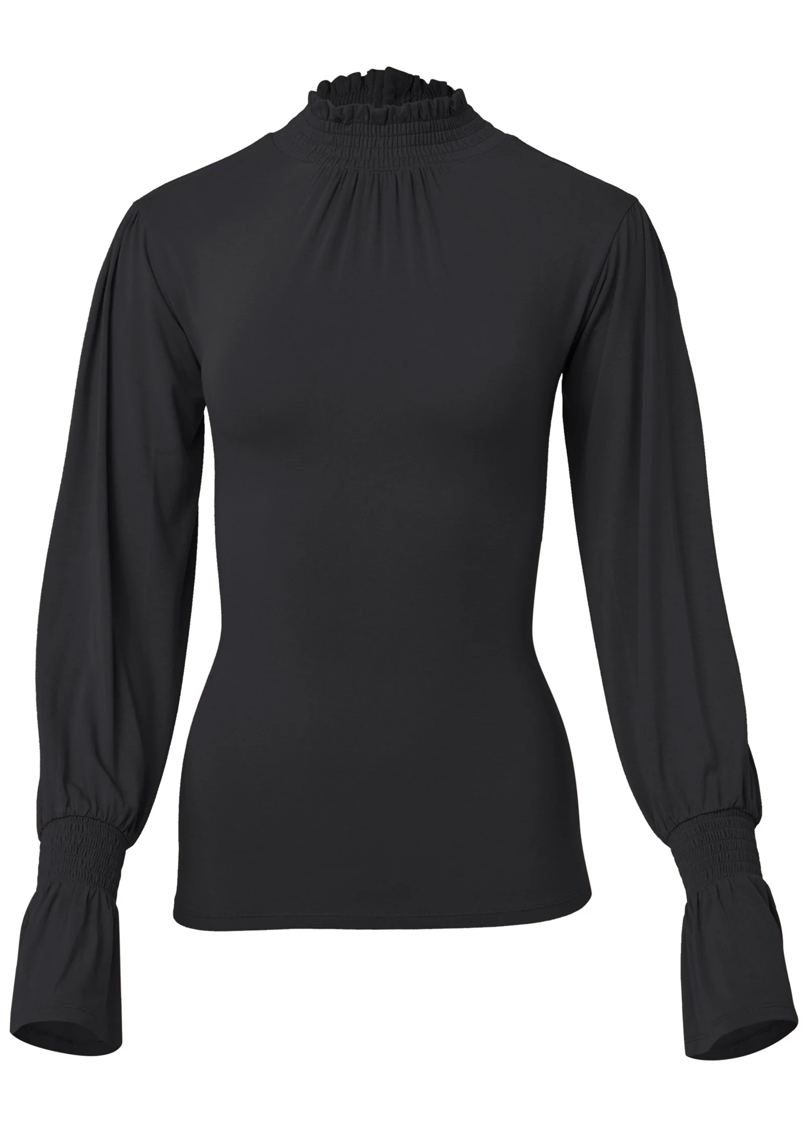 Mock neck knit blouse - Black