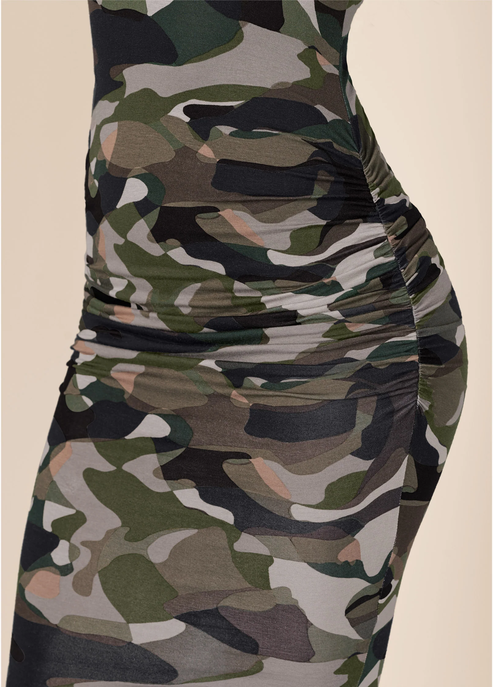 Ruched tank dress - Olive Multi