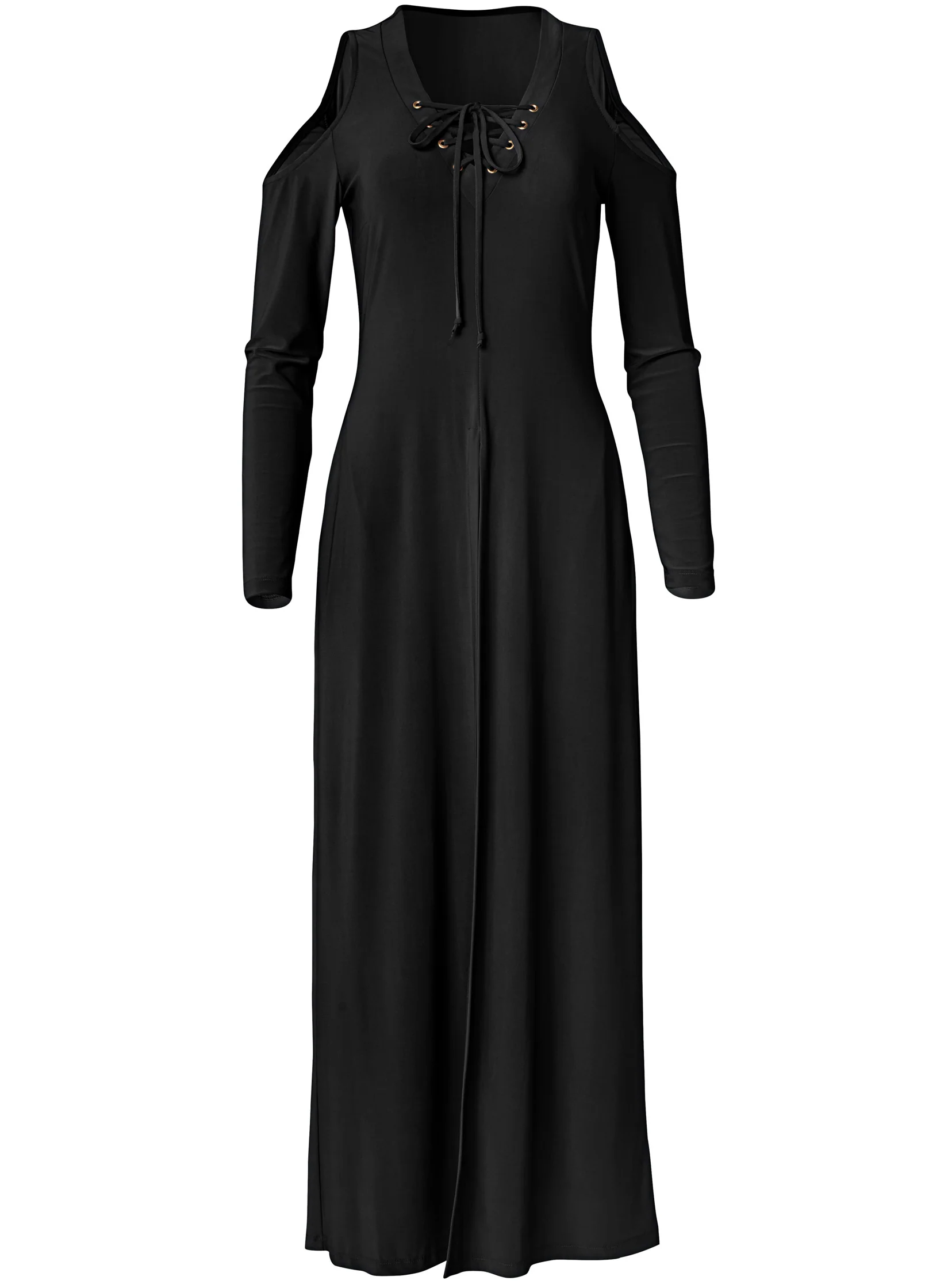 Lace up cold shoulder maxi top - Black