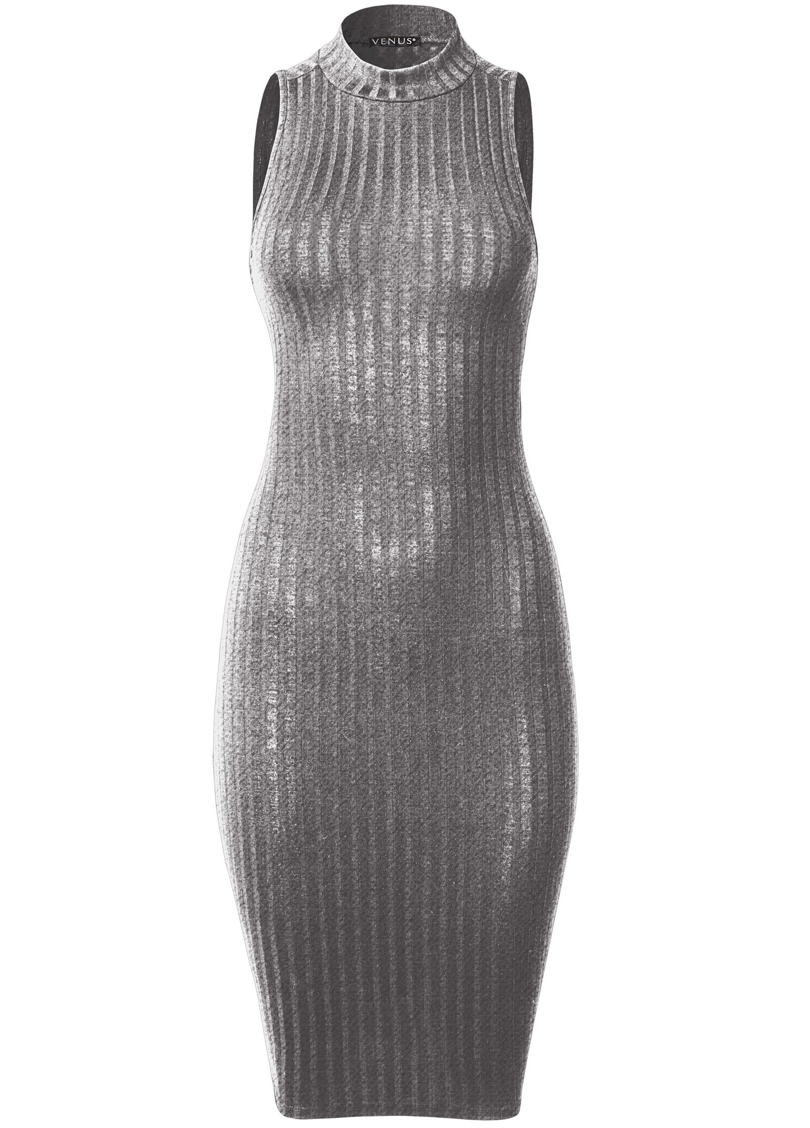 Ribbed twist-back dress  - Heather Grey